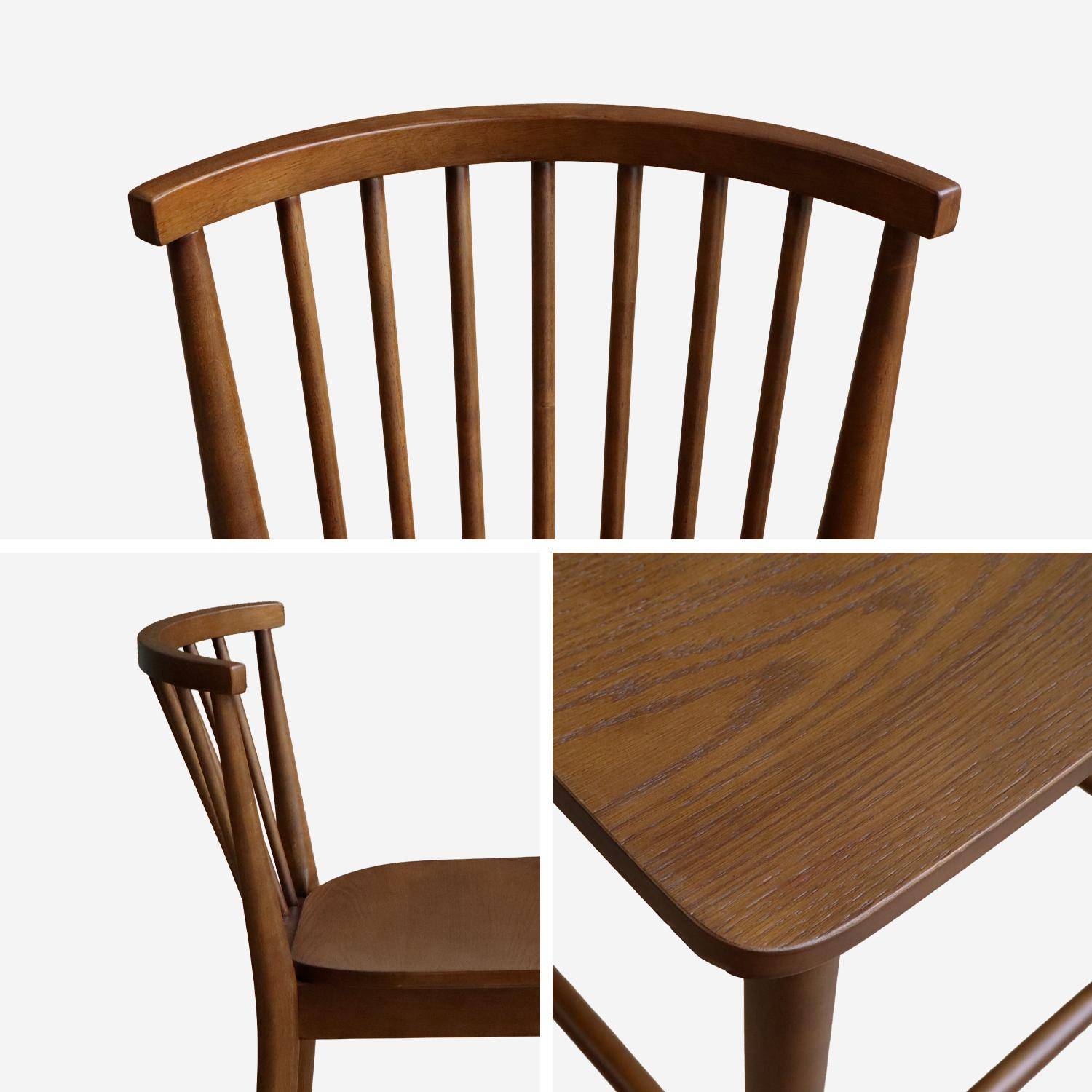Taburete de bar con barrotes de madera de hevea, set de 2, Paula, Madera de nogal, 48x58x98.5 cm,sweeek,Photo4
