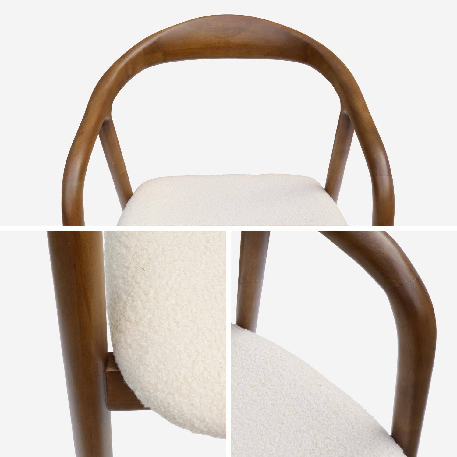 Silla de madera de hevea y borreguito, set de 2, Sara, Madera de nogal, 55x58x79 cm Photo4