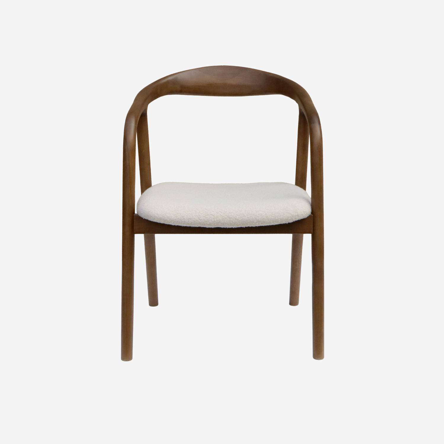 Silla de madera de hevea y borreguito, set de 2, Sara, Madera de nogal, 55x58x79 cm,sweeek,Photo3