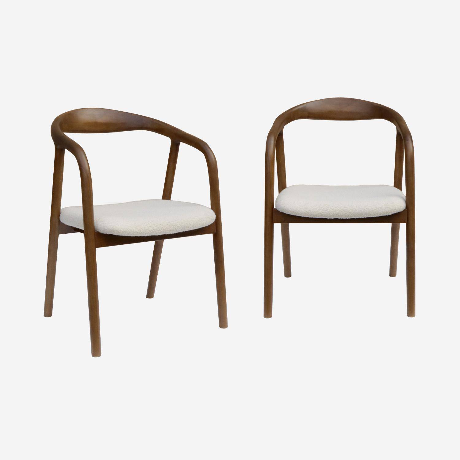Silla de madera de hevea y borreguito, set de 2, Sara, Madera de nogal, 55x58x79 cm Photo1