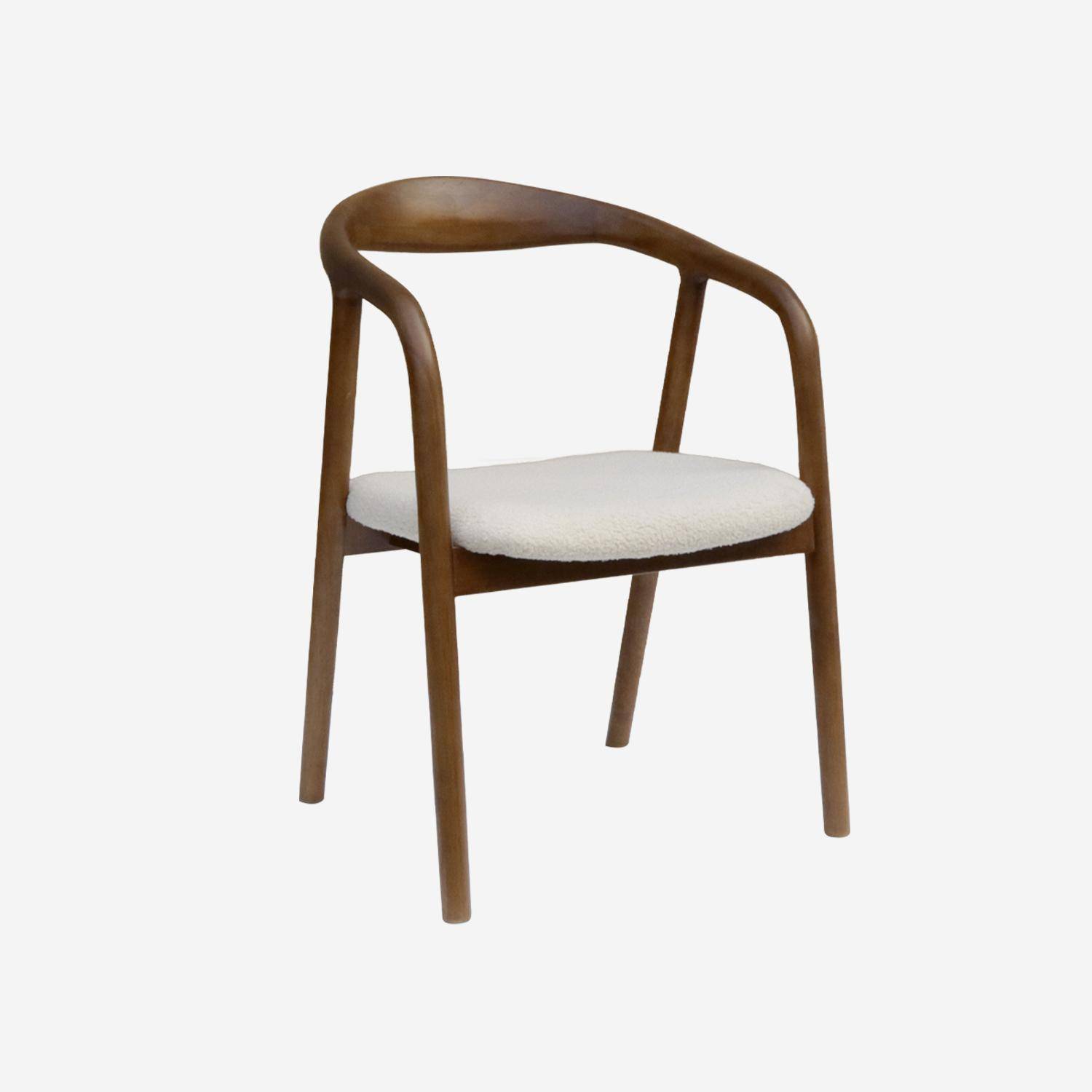 Silla de madera de hevea y borreguito, set de 2, Sara, Madera de nogal, 55x58x79 cm,sweeek,Photo2