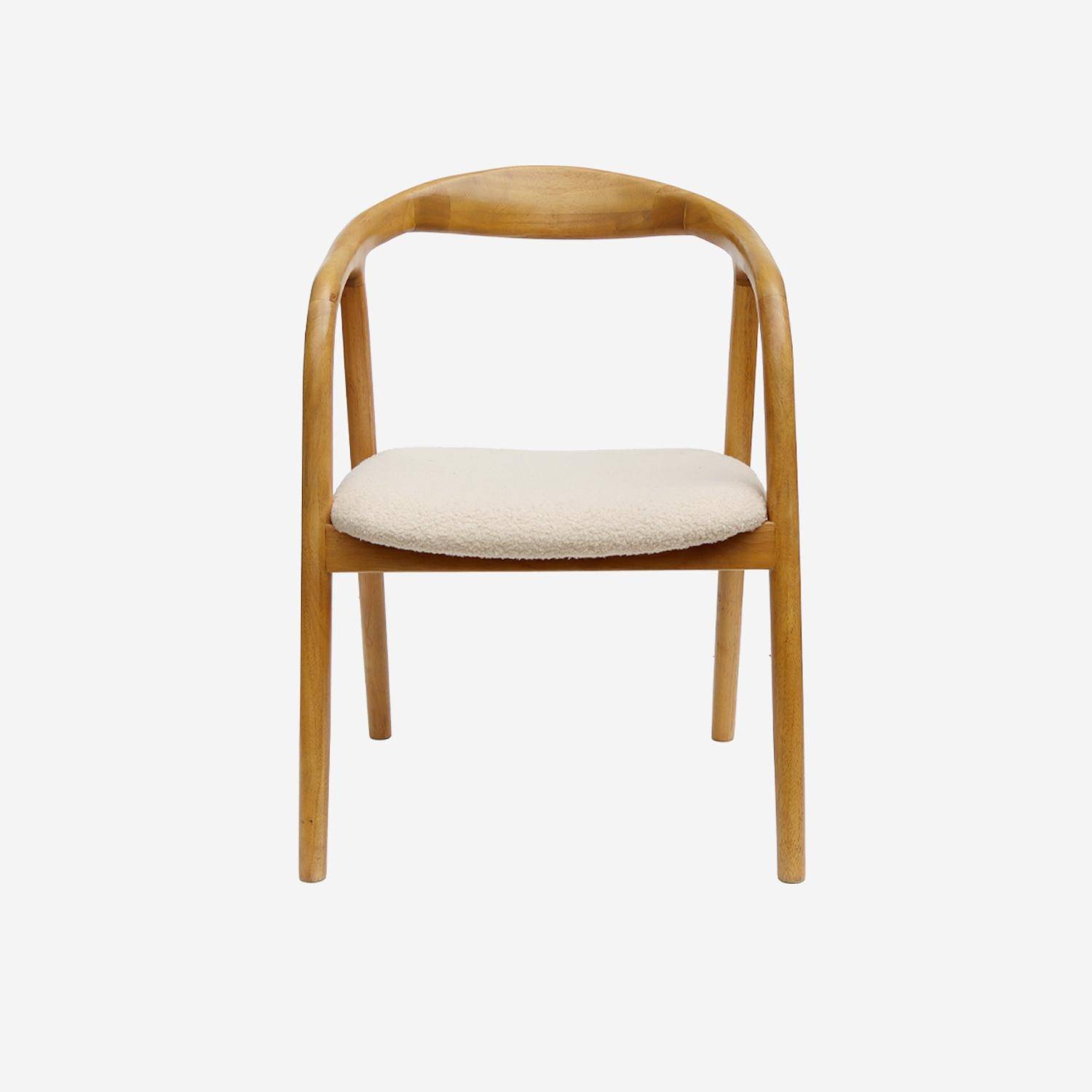 Rubberhouten en bouclé stoel (set van 2) naturel L 55 x B 57 x H 79 cm - Sara Photo4