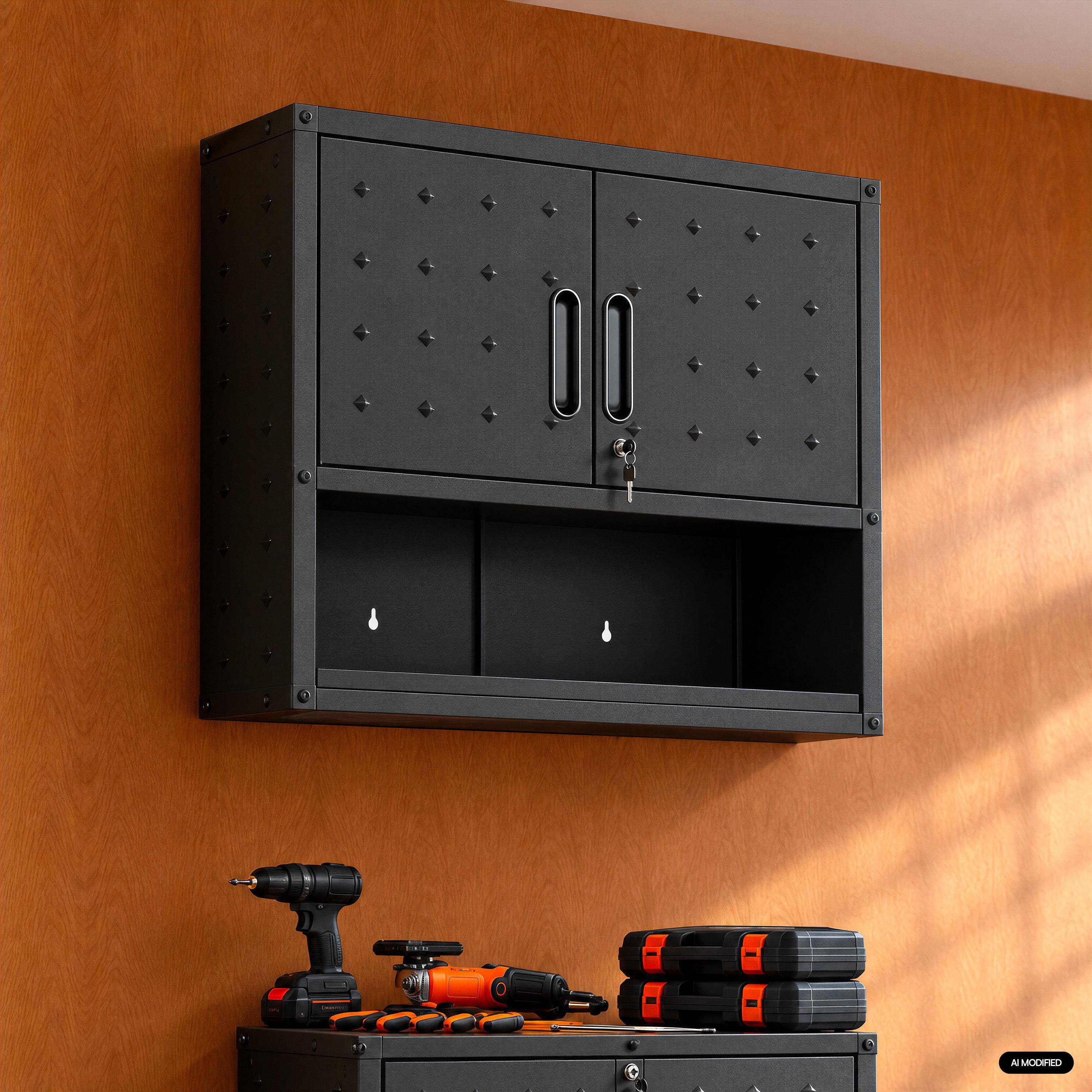 Mueble alto de almacenamiento para garaje con estante Negro - 30x75x77 cm Photo2