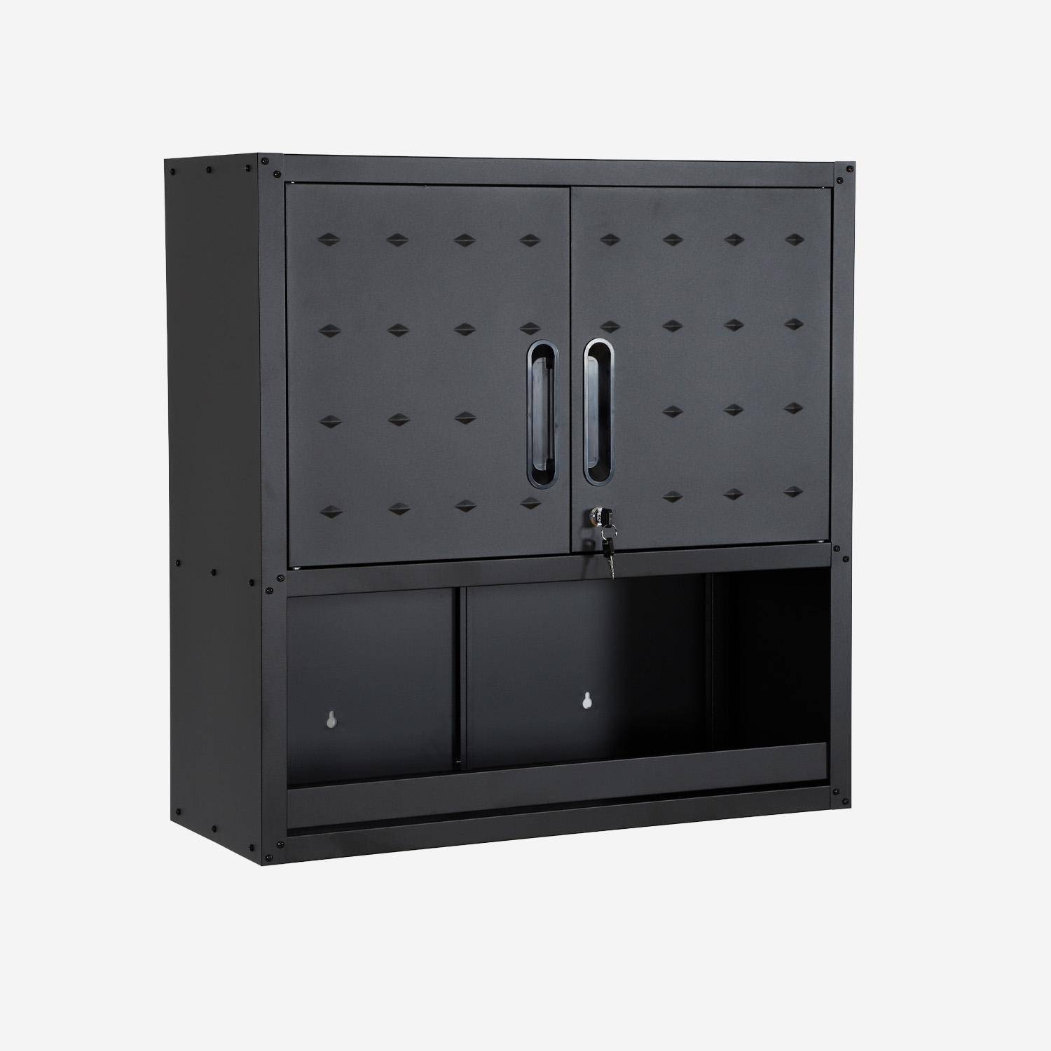 Mueble alto de almacenamiento para garaje con estante Negro - 30x75x77 cm,sweeek,Photo3