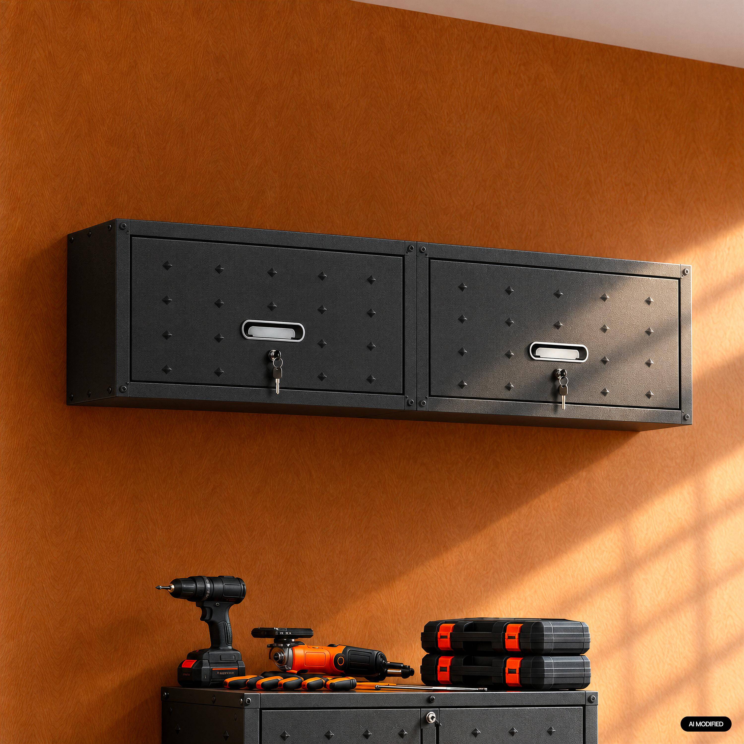 Muebles altos de almacenamiento para garaje, set de 2 Negro - 30x75x34.5 cm Photo2