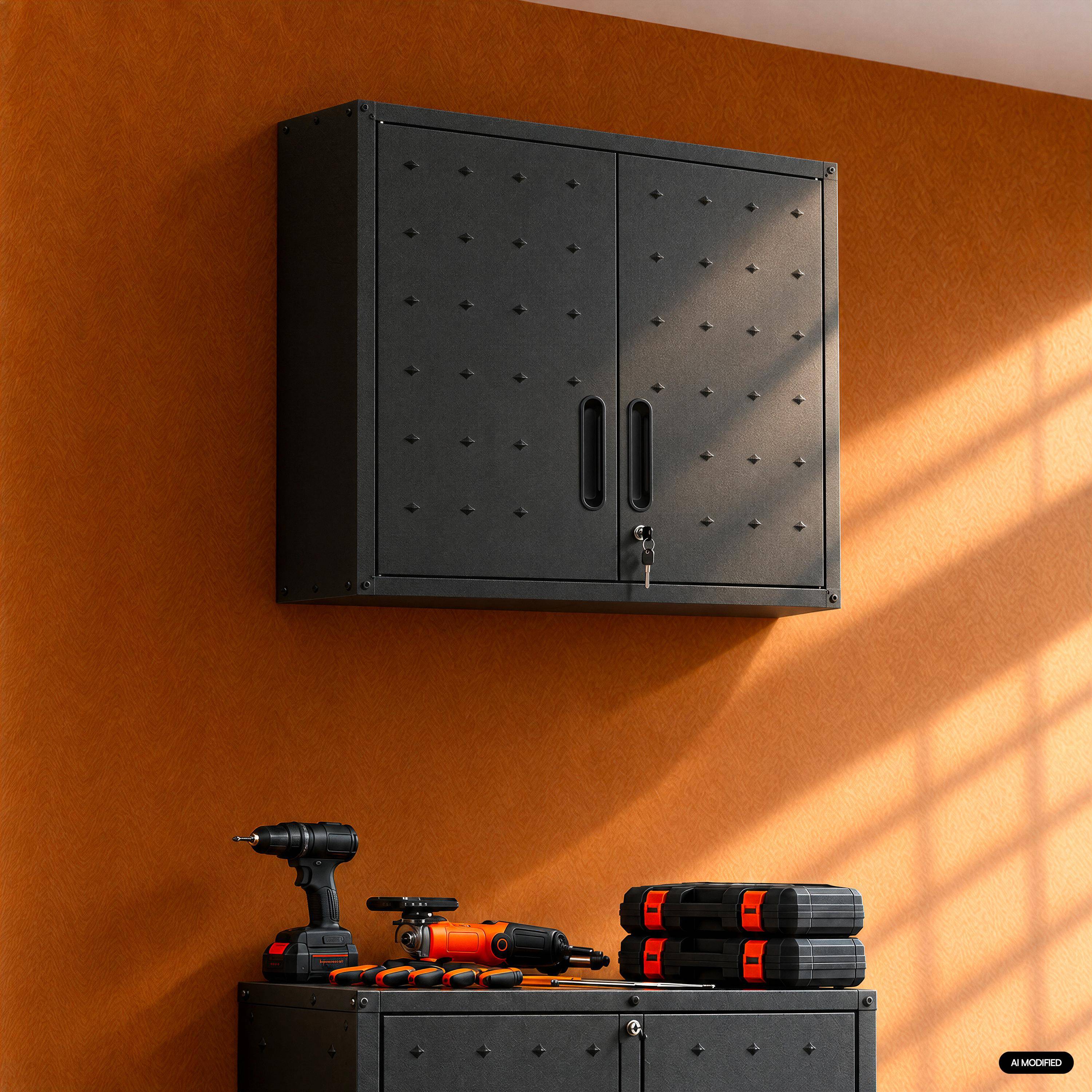 Mueble alto de almacenamiento para garaje Negro - 30x75x77 cm Photo2