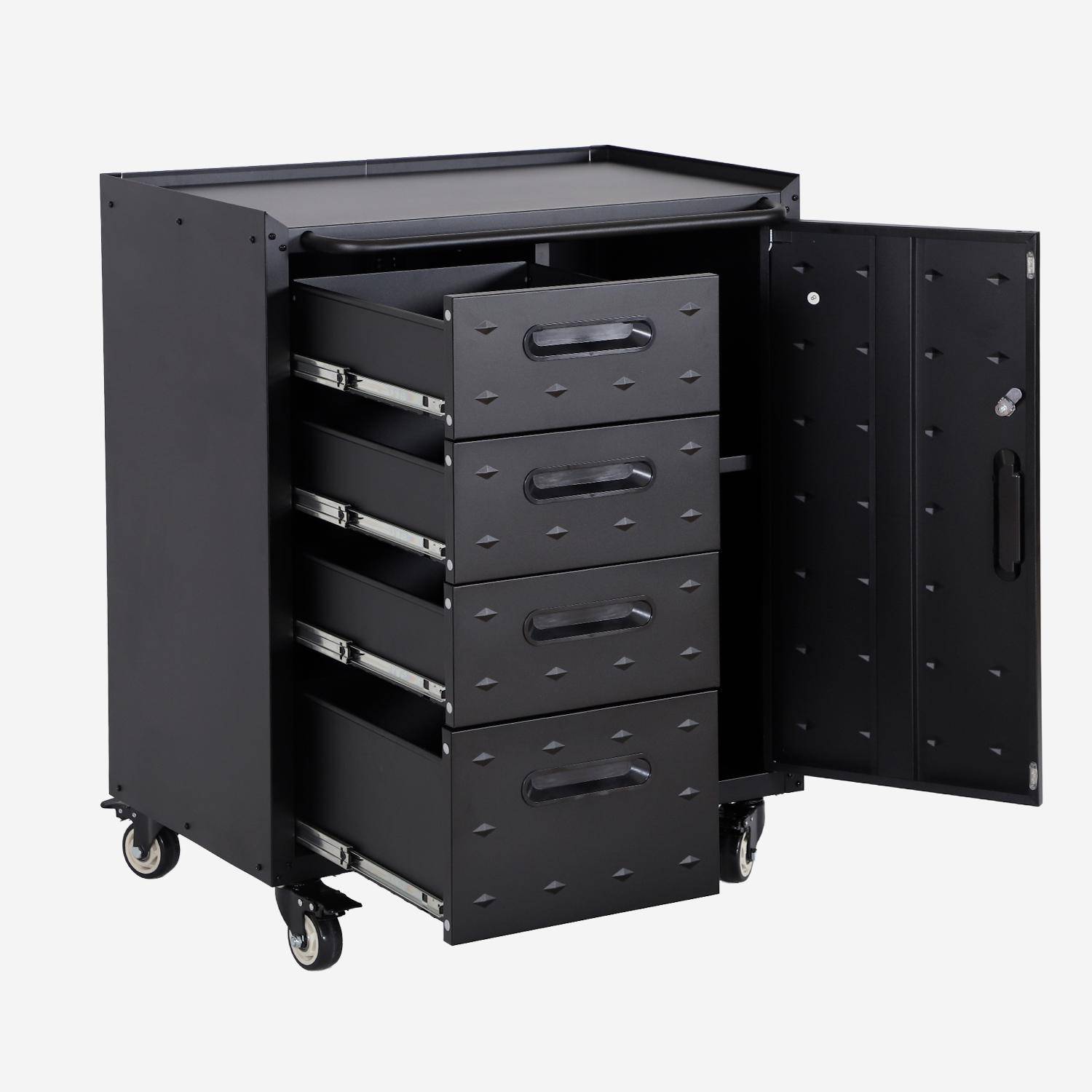 Meuble bas de rangement pour garage avec 4 tiroirs et une porte  Photo3