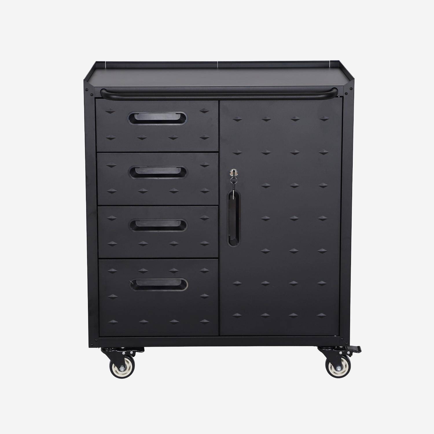 Meuble bas de rangement pour garage avec 4 tiroirs et une porte ,sweeek,Photo2