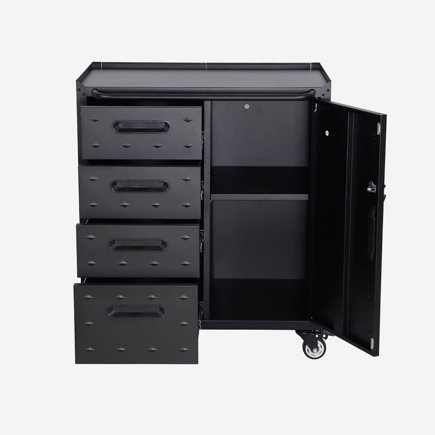 Meuble bas de rangement pour garage avec 4 tiroirs et une porte  Photo4