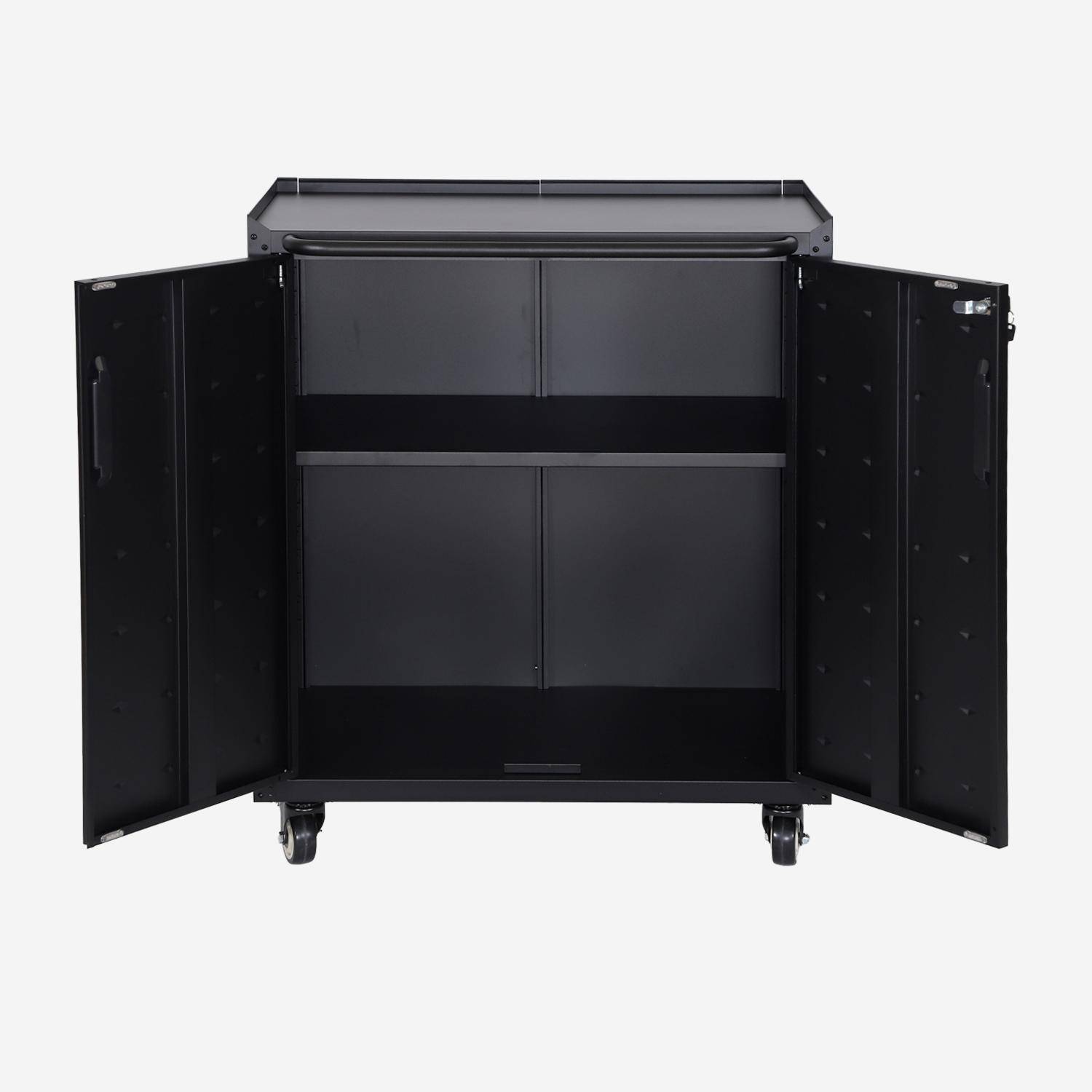 Low storage cabinet for garages with 2 doors Black 42x75x88 cm - Bobby,sweeek,Photo5
