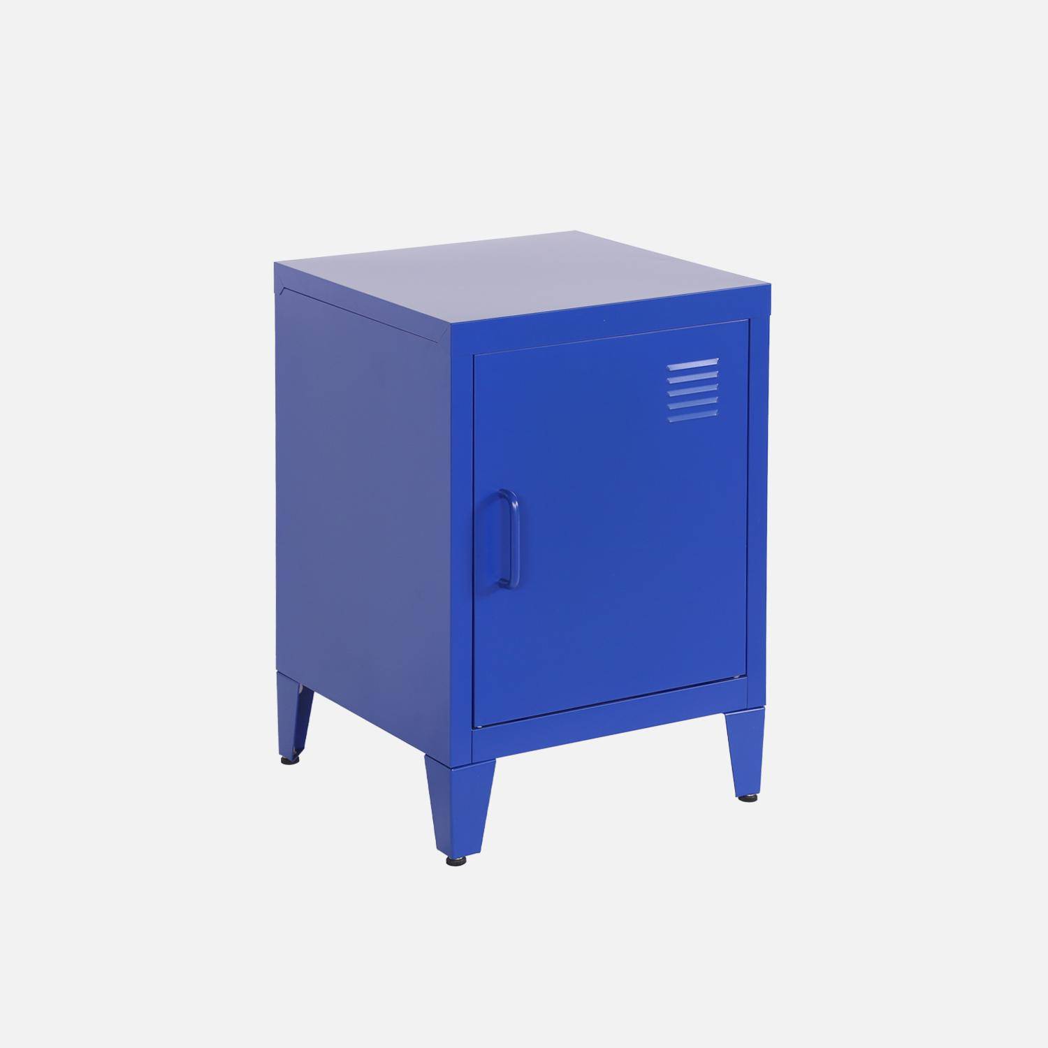 Kinder-Nachttisch aus Metall, blau, 1 Tür - Soho Photo3