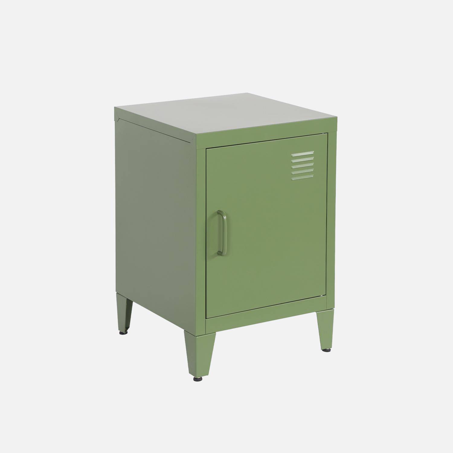 Kinder-Nachttisch aus Metall, khaki, 1 Tür - Soho,sweeek,Photo3