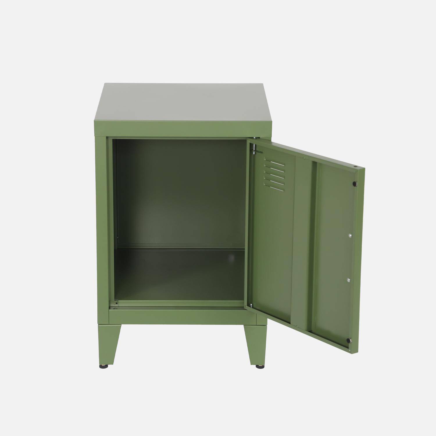 Kinder-Nachttisch aus Metall, khaki, 1 Tür - Soho,sweeek,Photo5