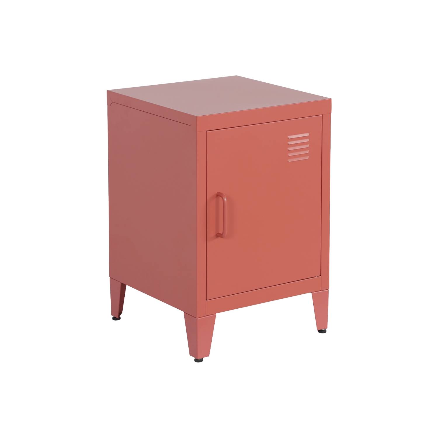 Table de chevet en acier terracotta, 1 porte