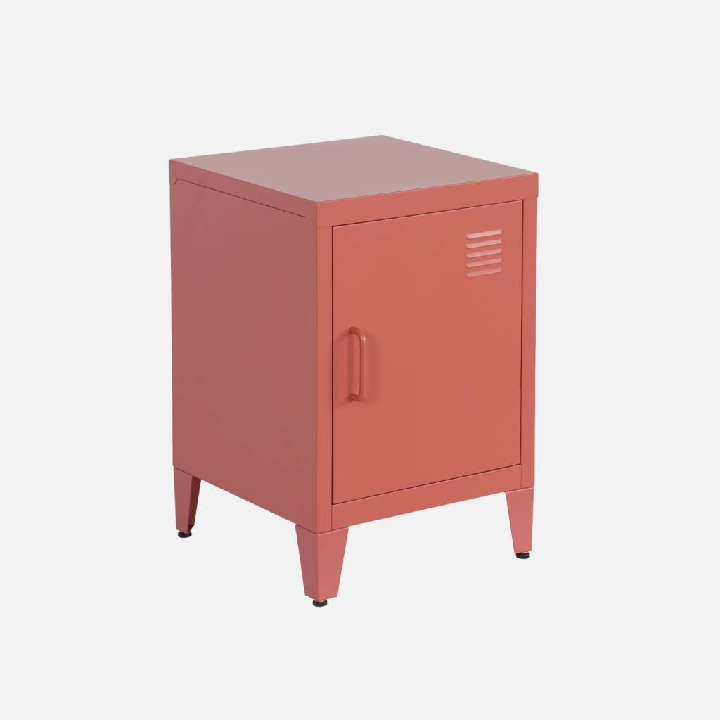 Mesita de estilo industrial con 1 puerta, Terracotta