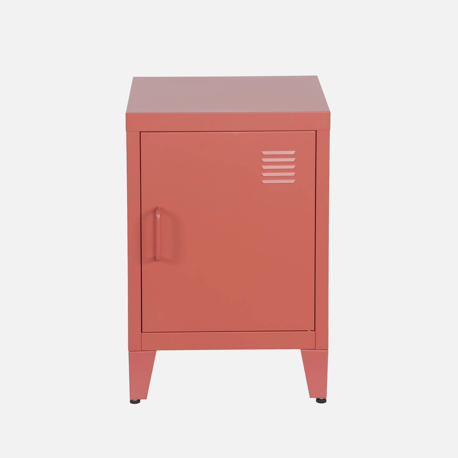 Kinder-Nachttisch aus Metall, terrakotta, 1 Tür - Soho,sweeek,Photo4