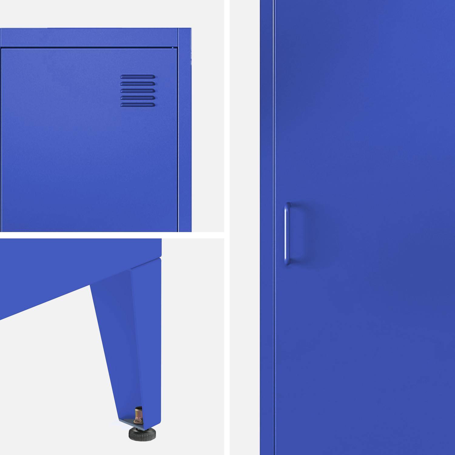Armoire chambre en acier bleu 4 espaces de rangement, casier  Photo4
