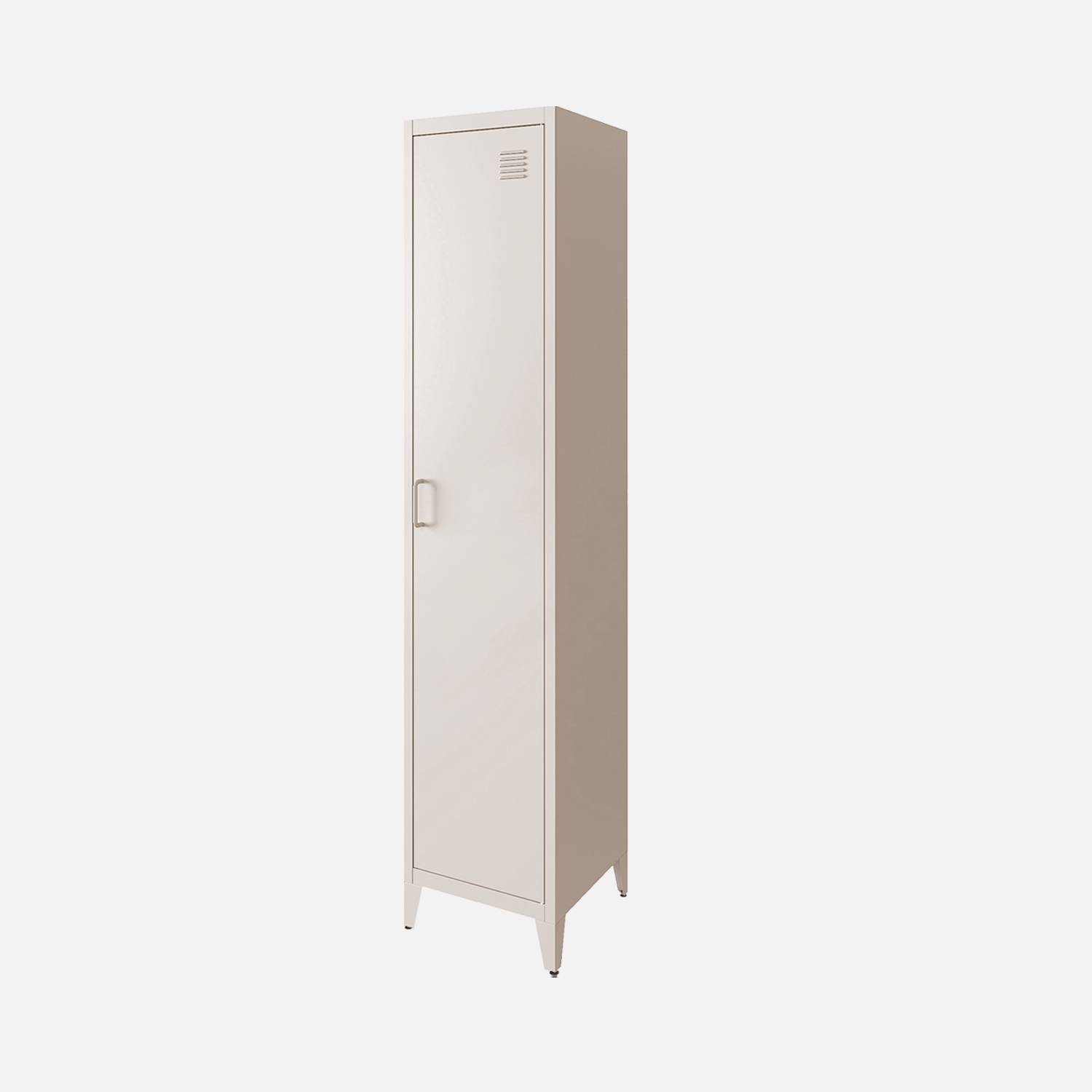 Armoire chambre acier beige, 4 espaces de rangement