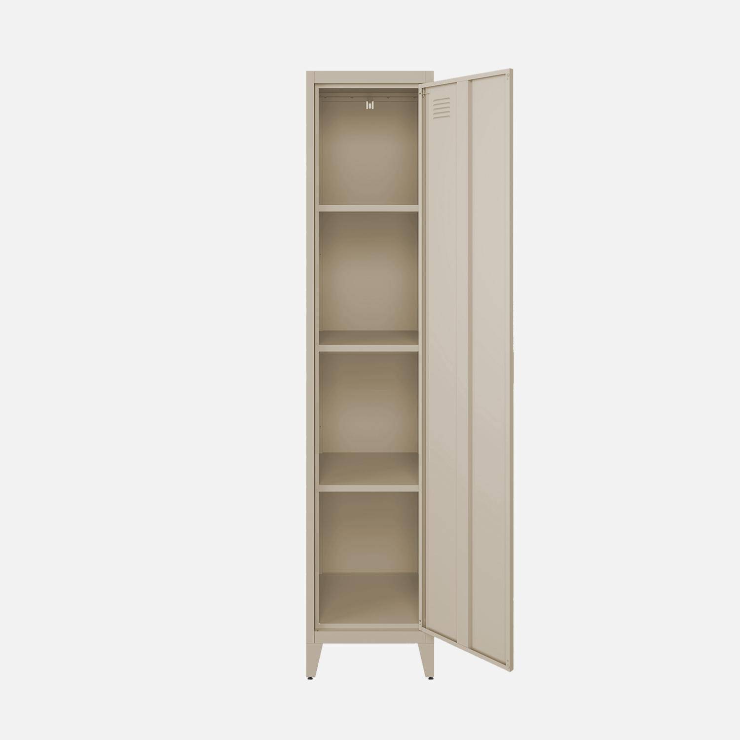 Armoire chambre en acier beige 4 espaces de rangement, casier ,sweeek,Photo4