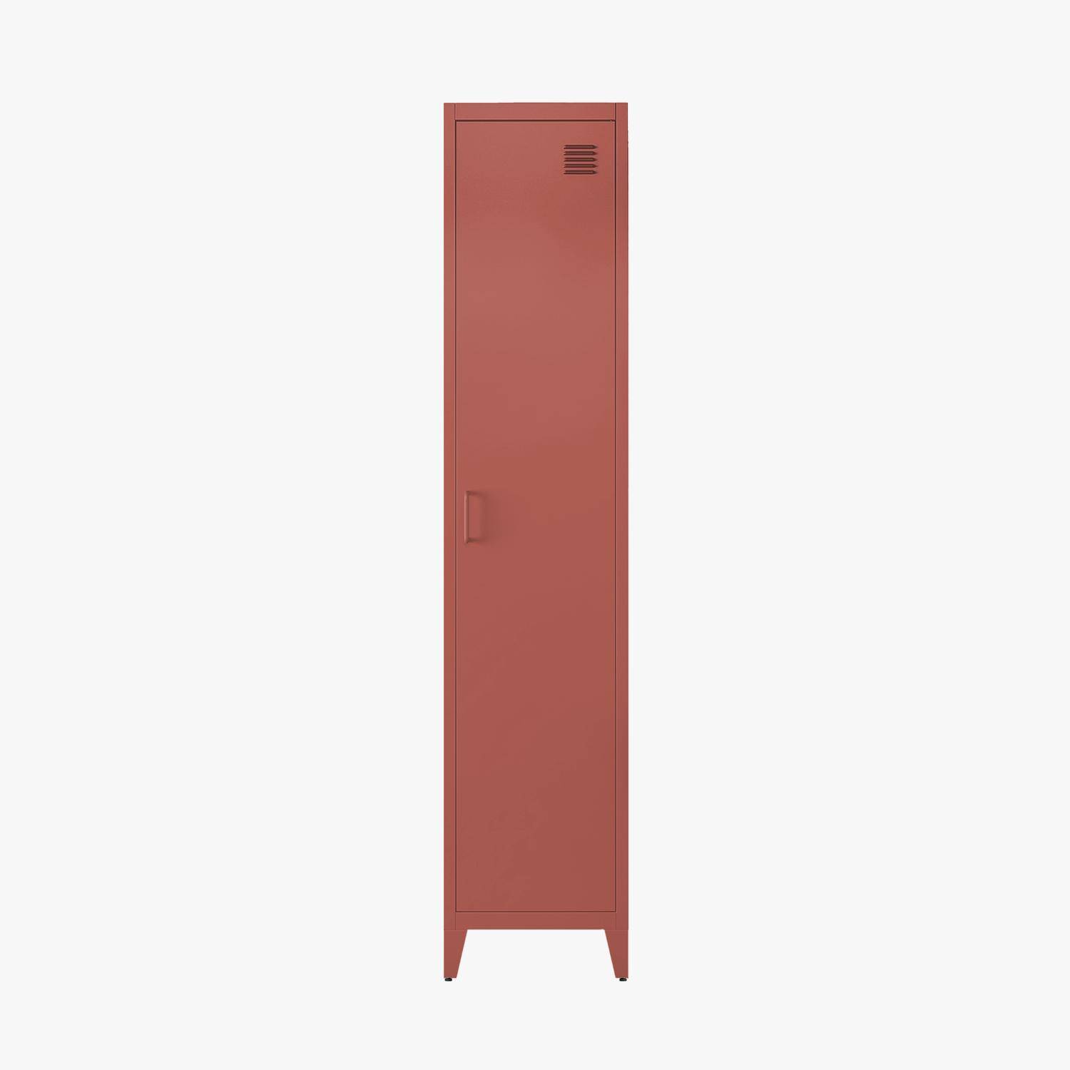 Armoire chambre en acier terracotta 4 espaces de rangement, casier  Photo6