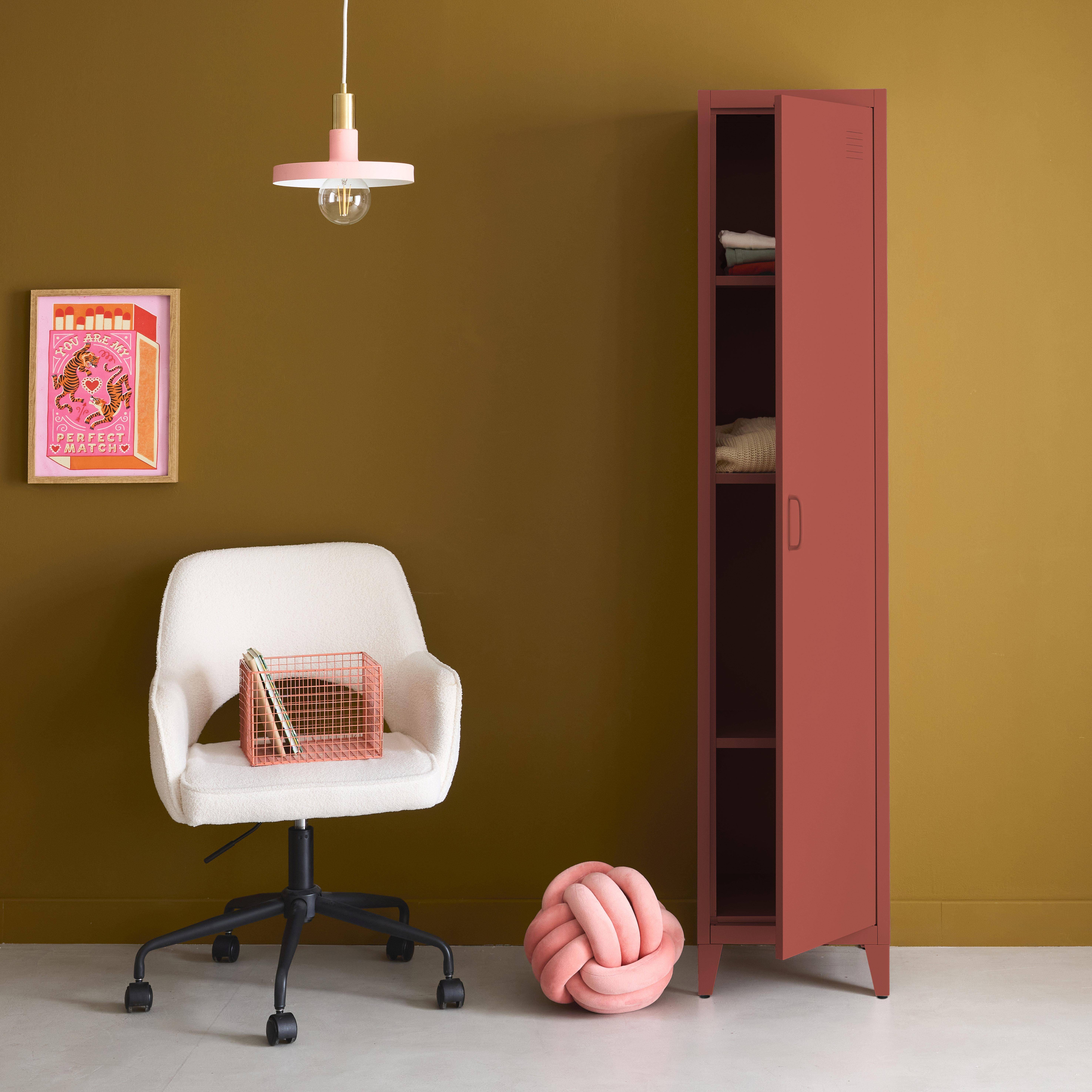 Armoire chambre en acier terracotta 4 espaces de rangement, casier  Photo1