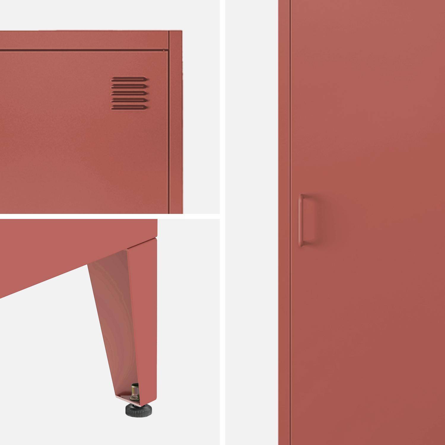 Armoire chambre en acier terracotta 4 espaces de rangement, casier  Photo5
