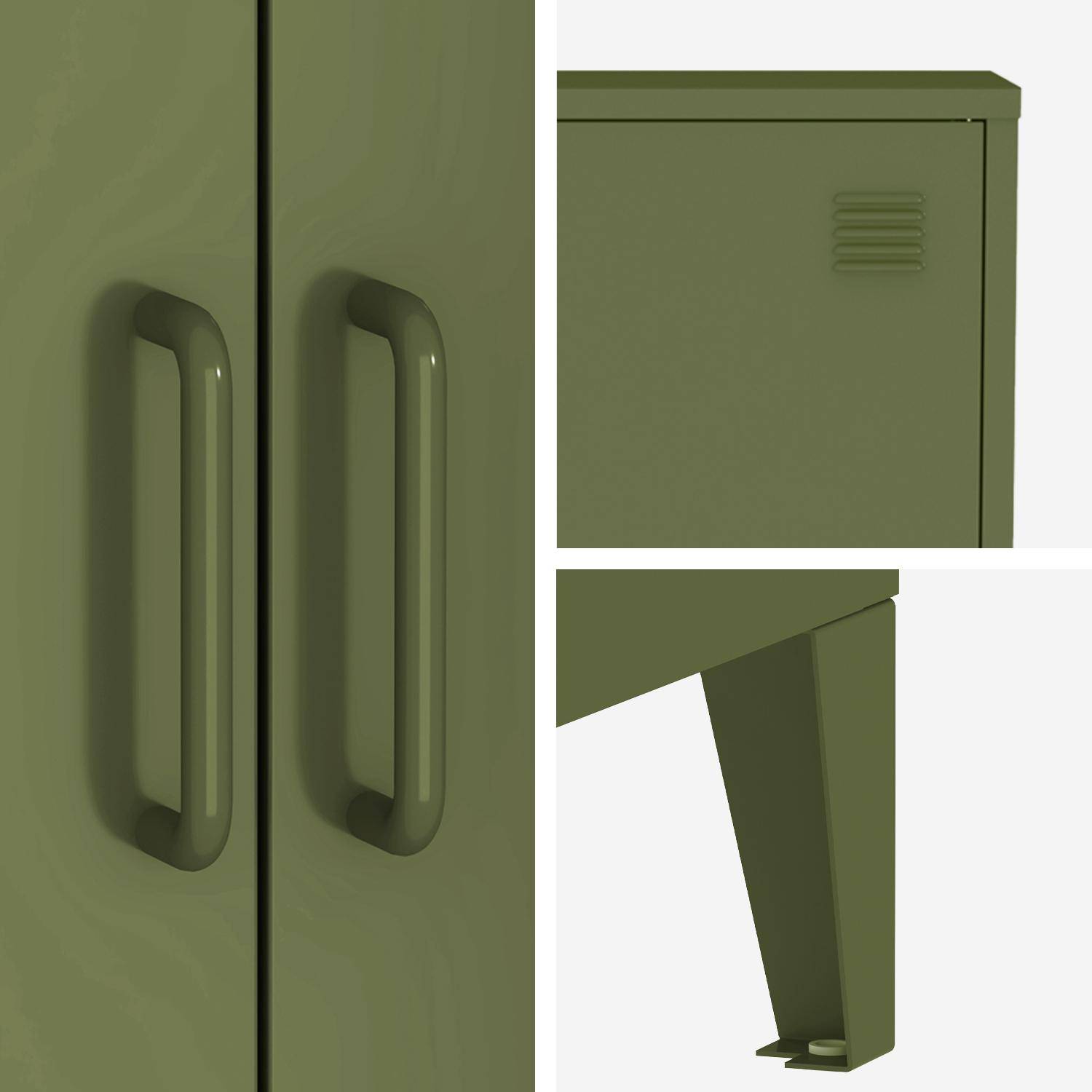 Commode/armoire en métal kaki, 2 espaces de rangement, casiers,sweeek,Photo4