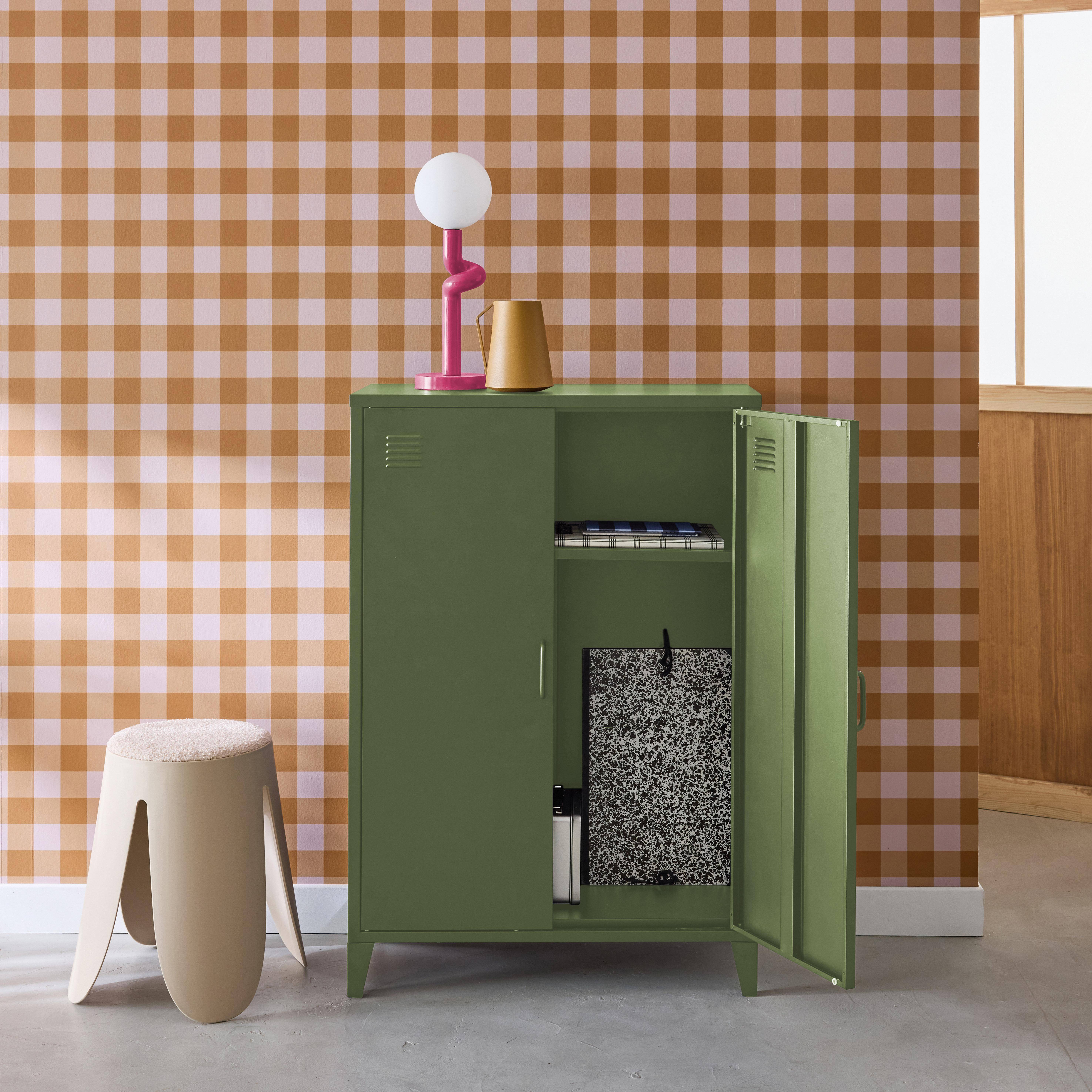 Cassettiera/armadio industriale metallo 2 ante, Soho, Verde kaki, 33x75x110 cm,sweeek,Photo2