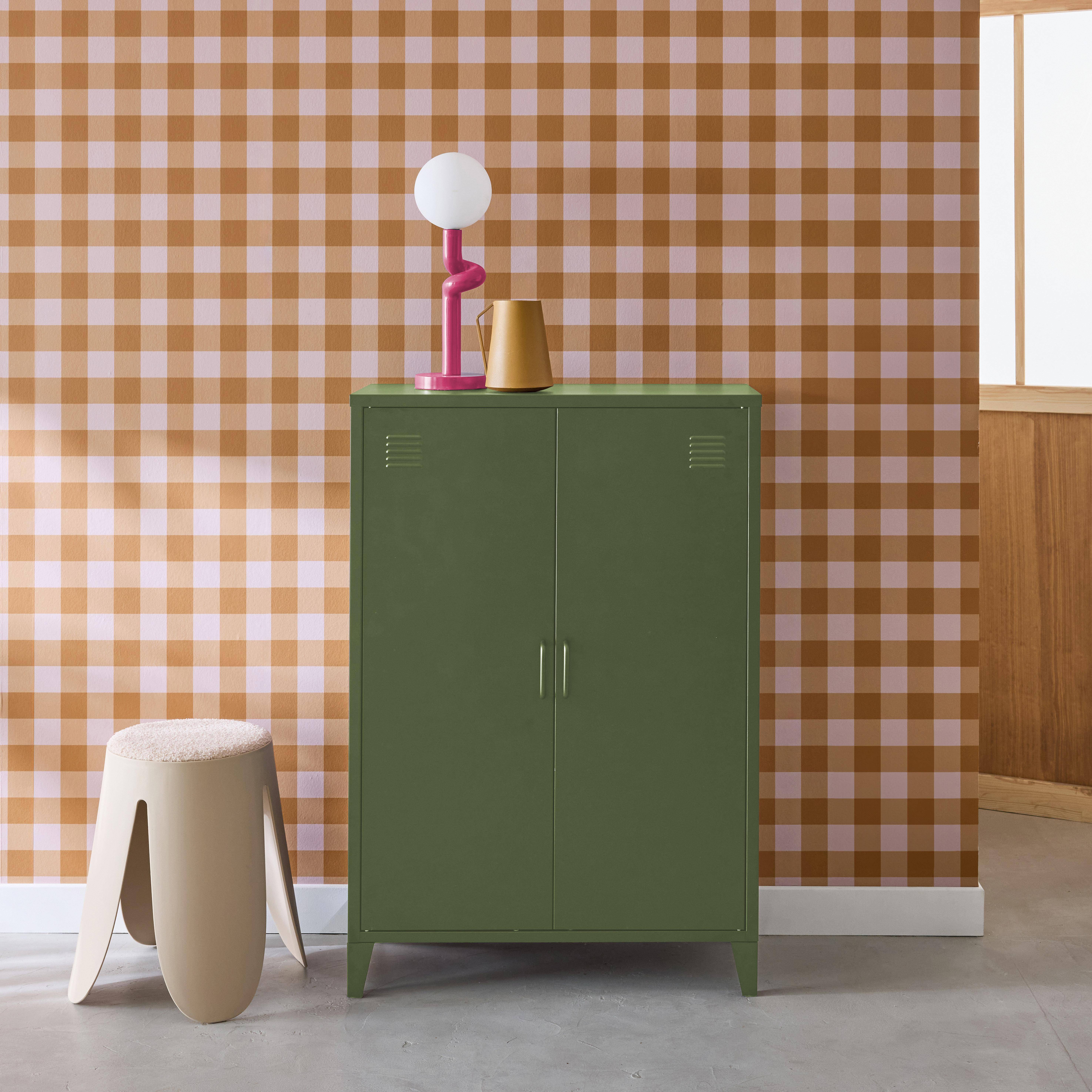 Cassettiera/armadio industriale metallo 2 ante, Soho, Verde kaki, 33x75x110 cm Photo1