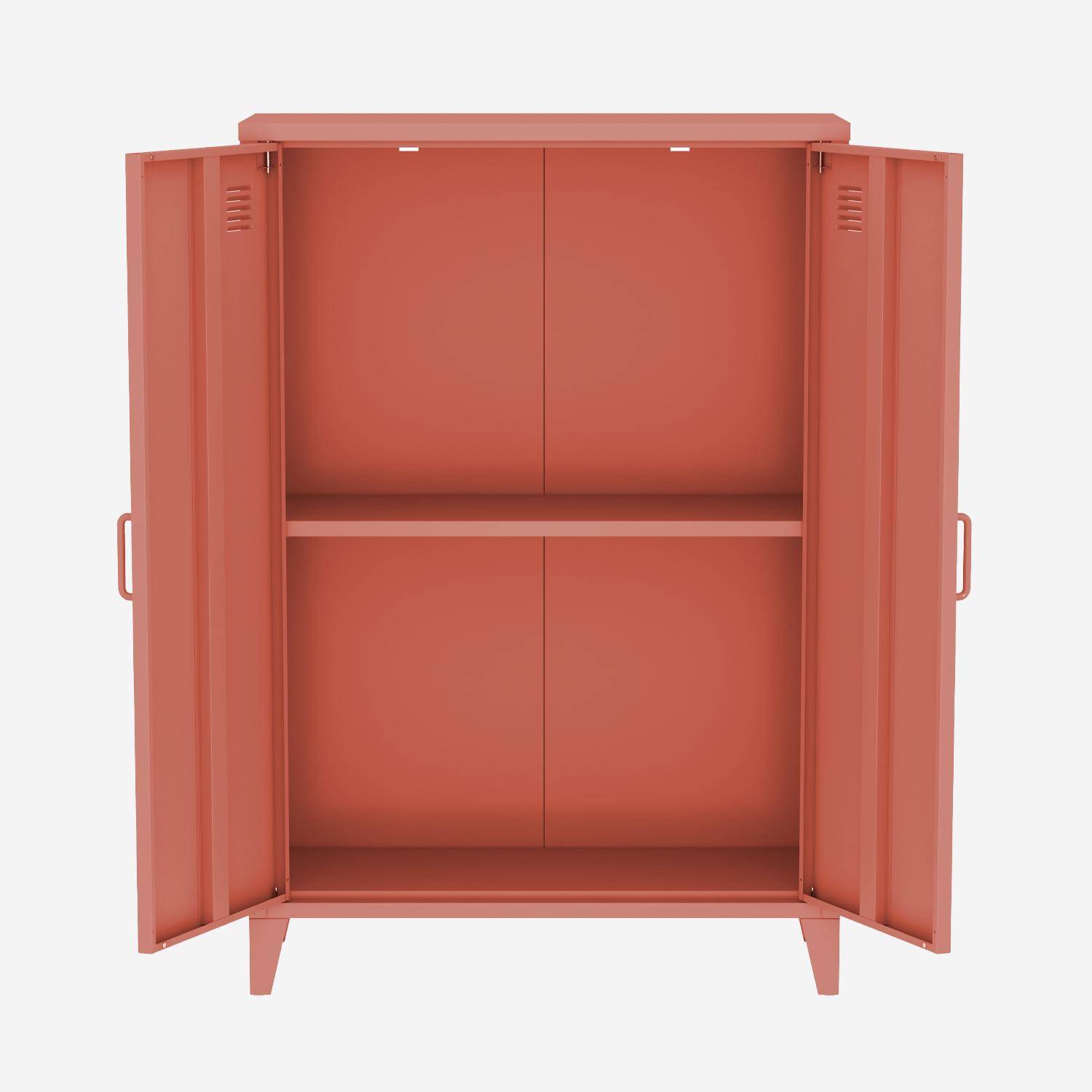 Commode/armoire en métal terracotta, 2 espaces de rangement, casiers,sweeek,Photo3