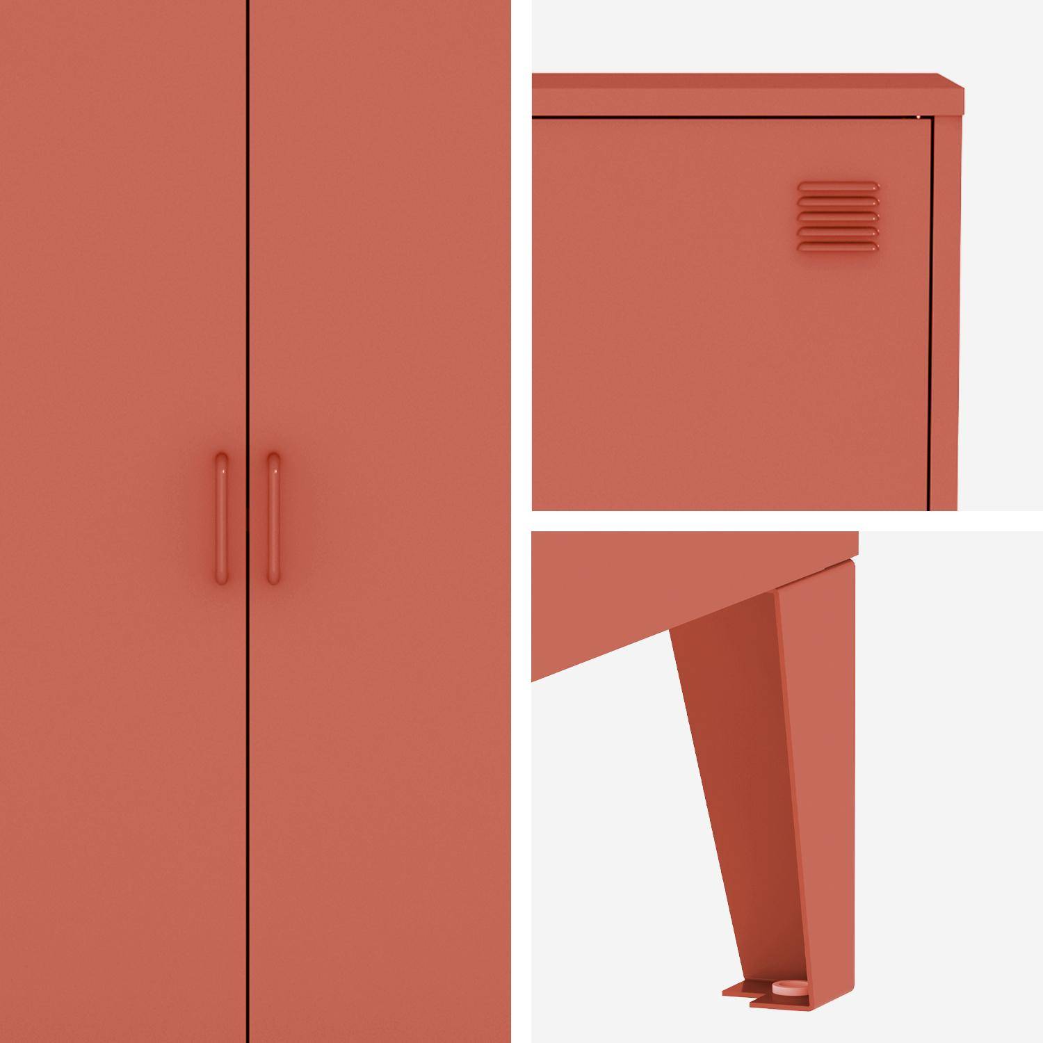 Commode/armoire en métal terracotta, 2 espaces de rangement, casiers Photo4