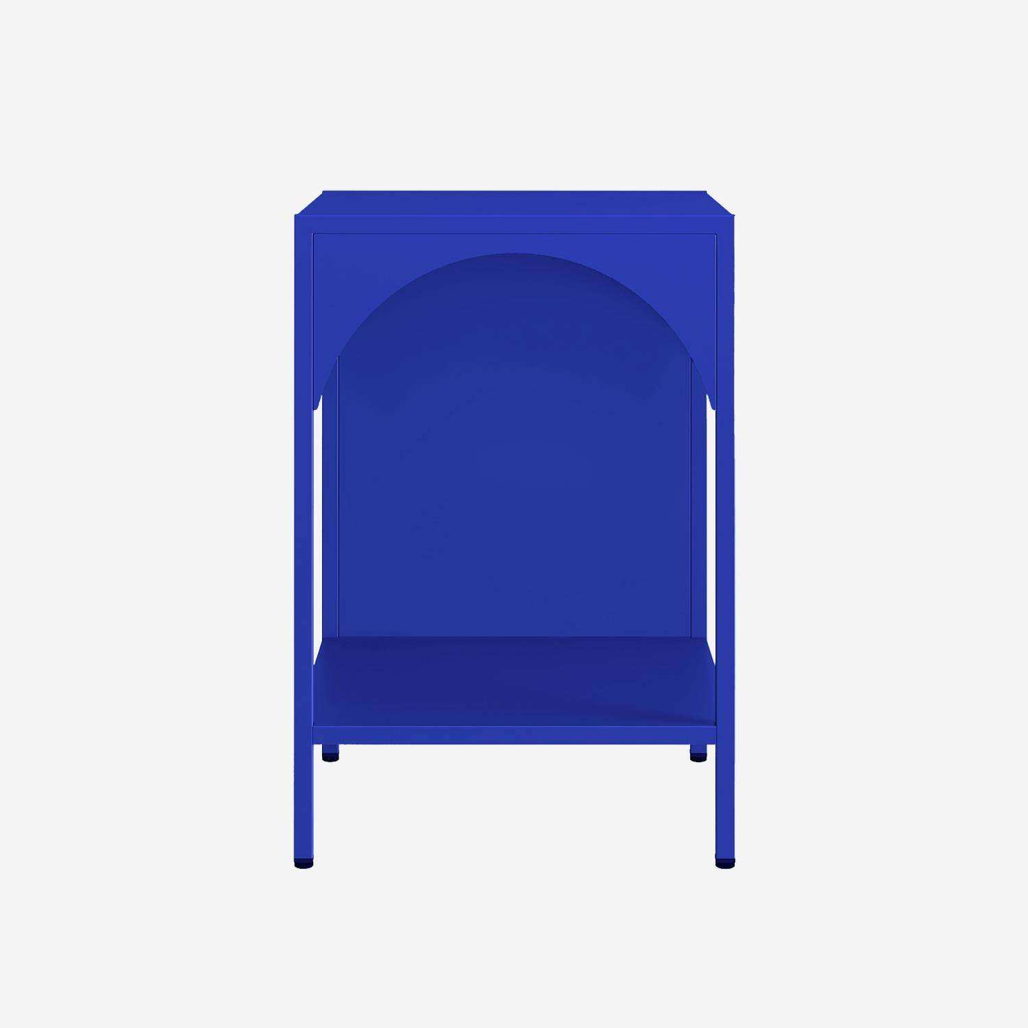 Table de chevet, table d'appoint en acier bleu,sweeek,Photo2