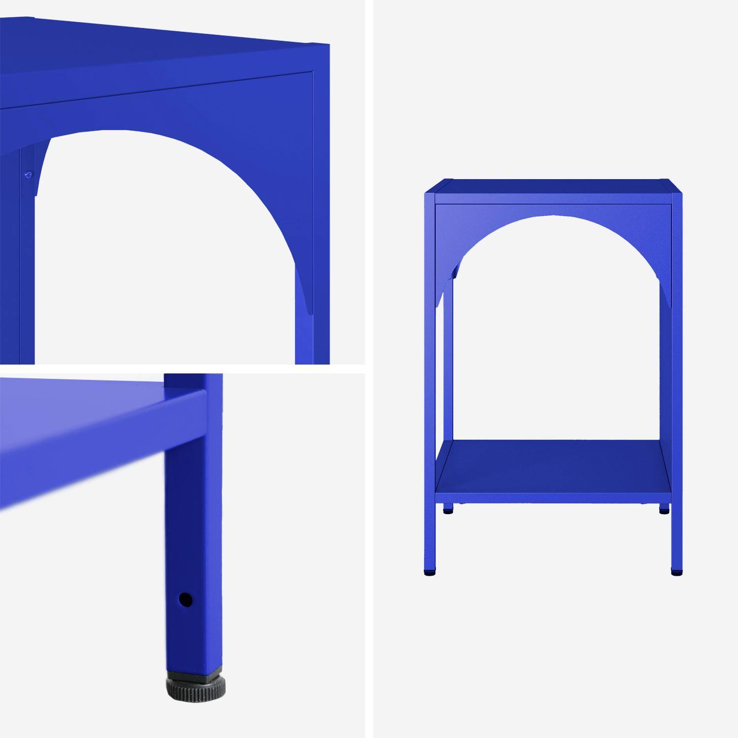 Table de chevet, table d'appoint en acier bleu Photo4
