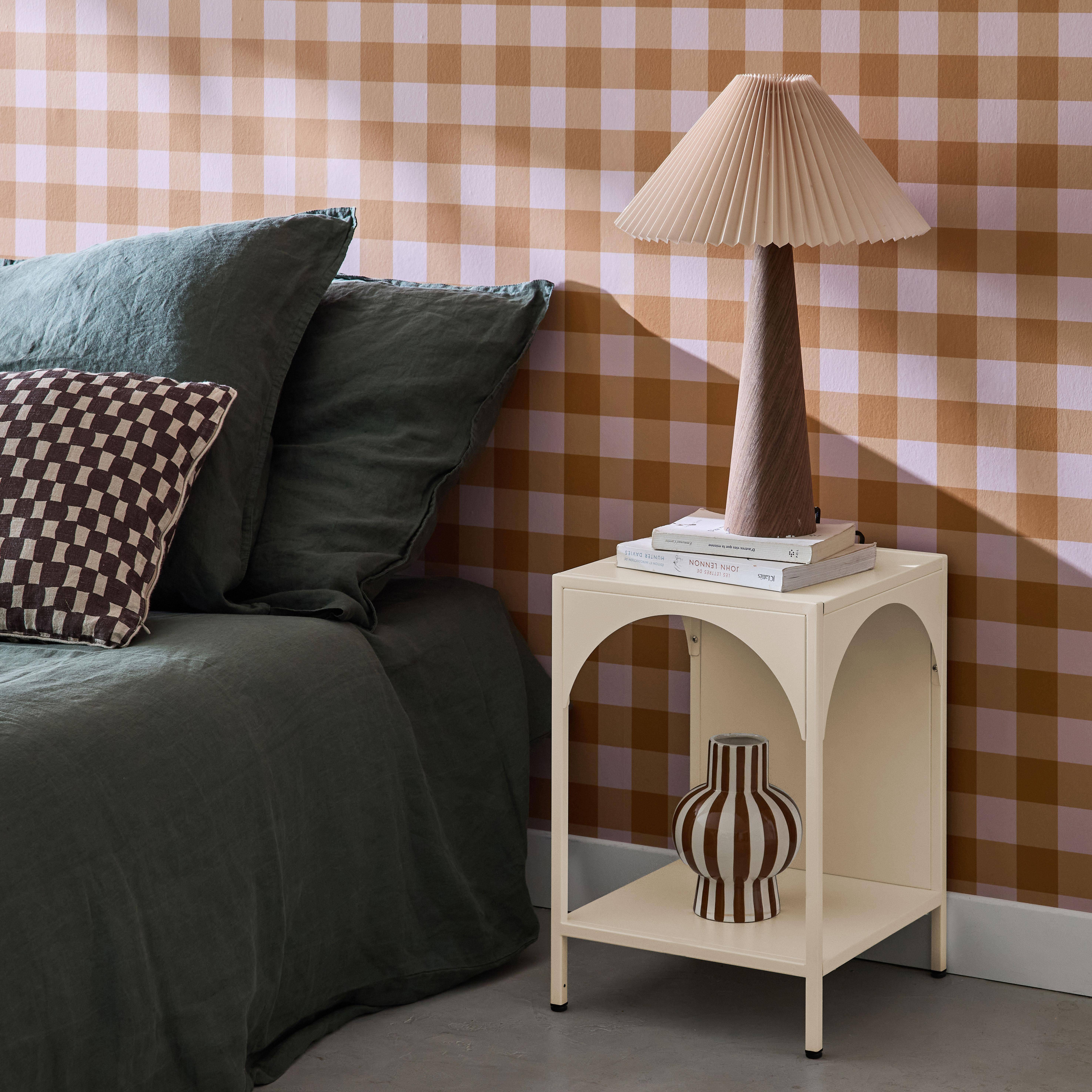 Table de chevet, table d'appoint en acier beige,sweeek,Photo2