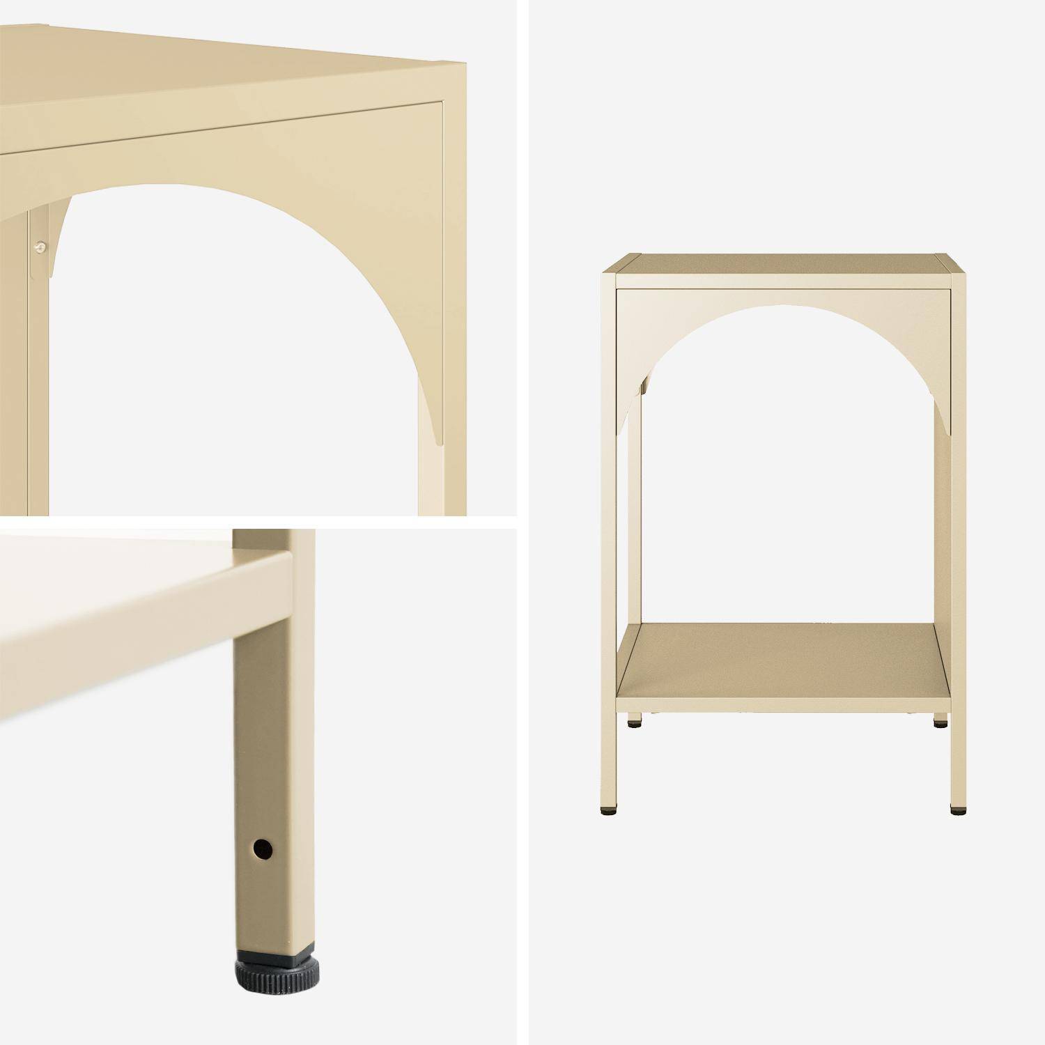 Table de chevet, table d'appoint en acier beige Photo4