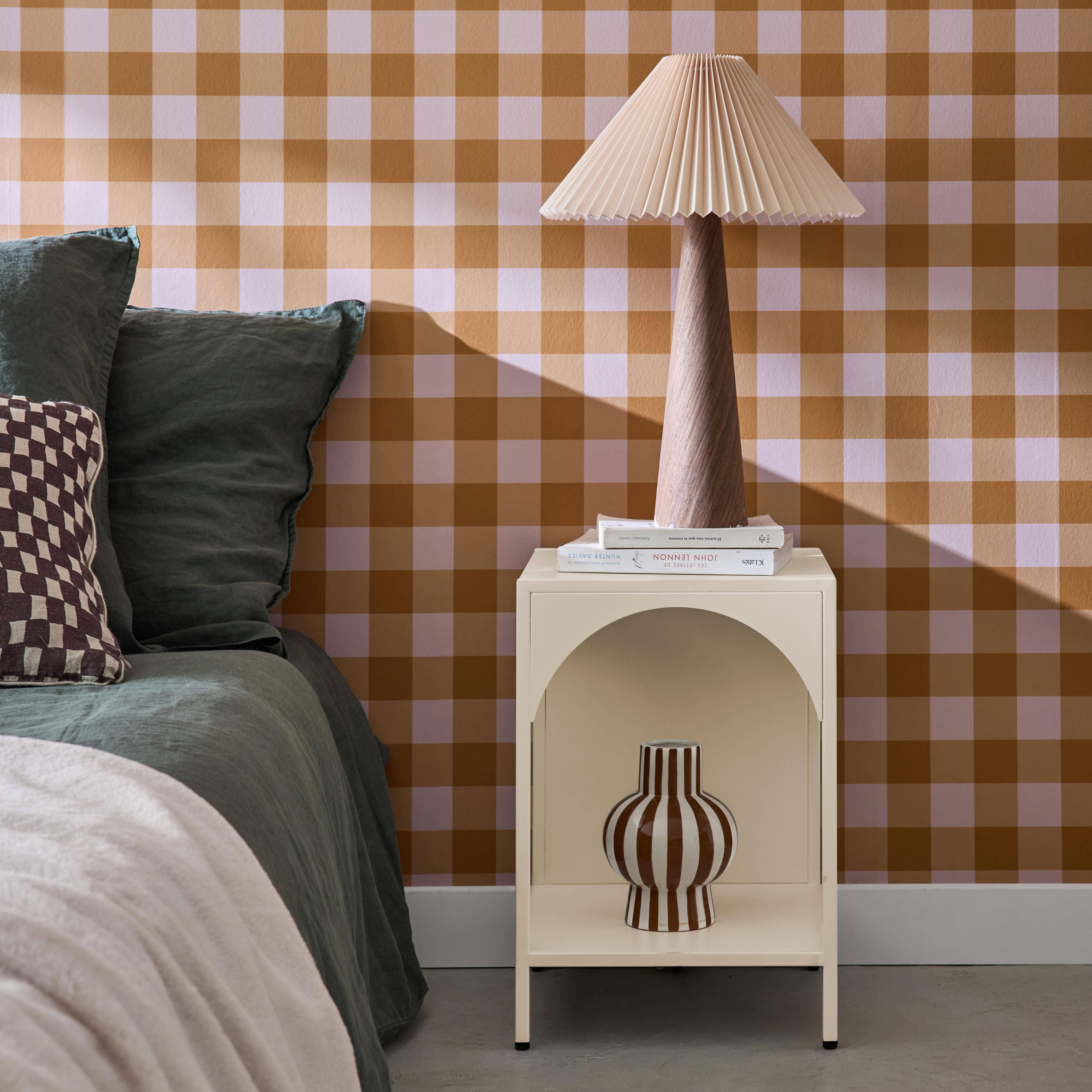 Table de chevet, table d'appoint en acier beige Photo1