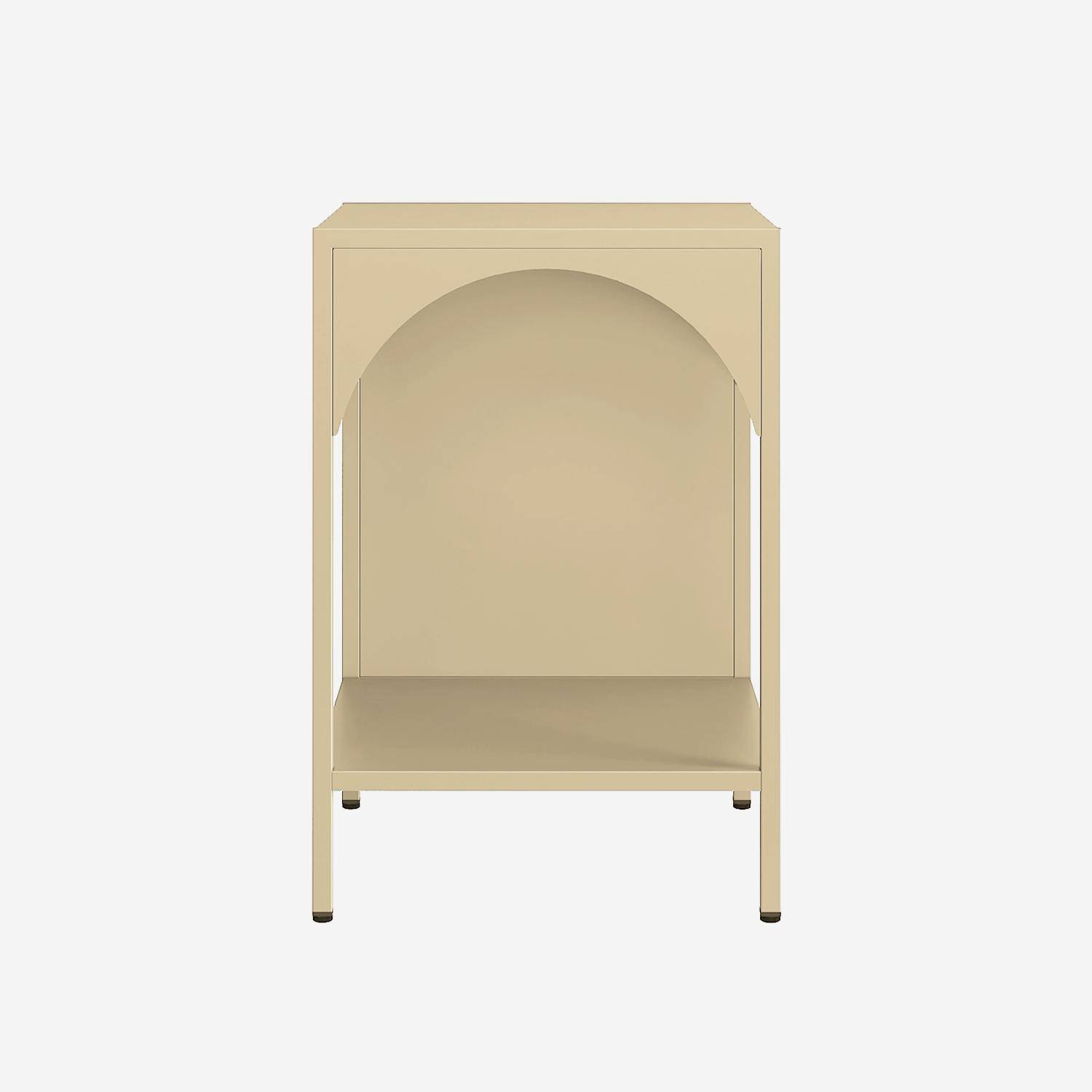 Table de chevet, table d'appoint en acier beige Photo2