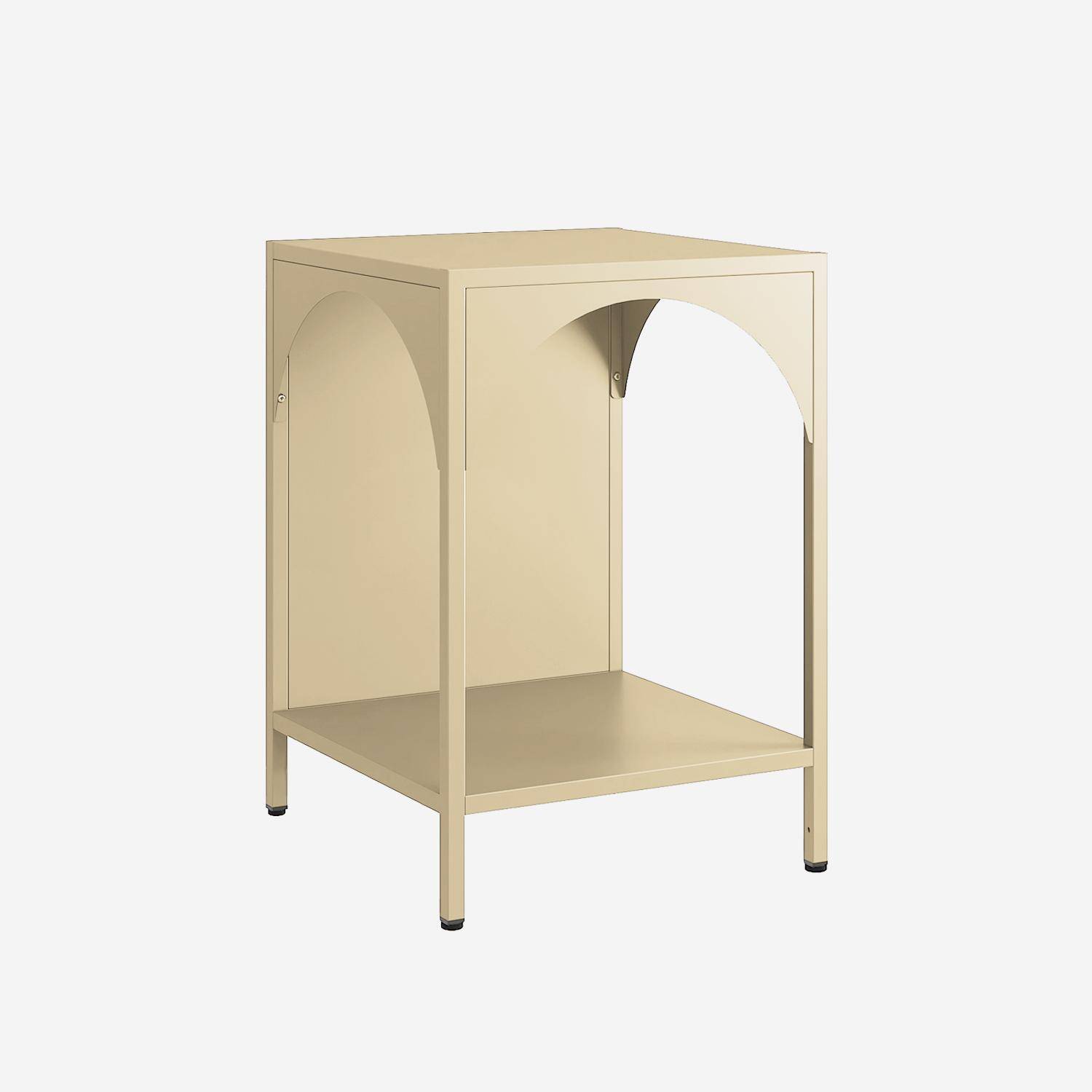 Table de chevet, table d'appoint en acier beige,sweeek,Photo3