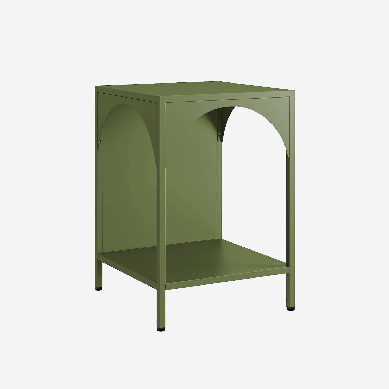 Table de chevet, table d'appoint en acier kaki Photo1