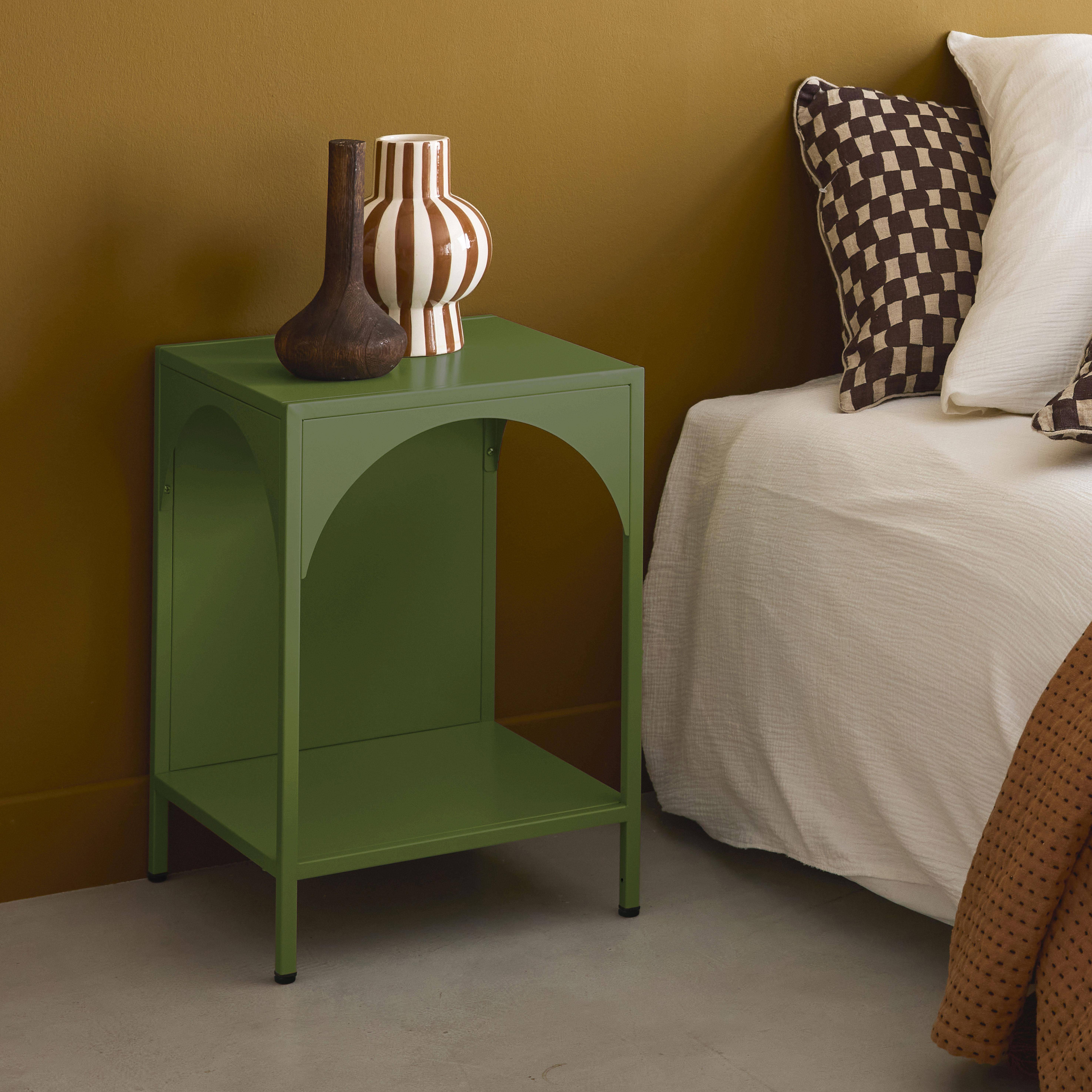 Table de chevet, table d'appoint en acier kaki,sweeek,Photo2