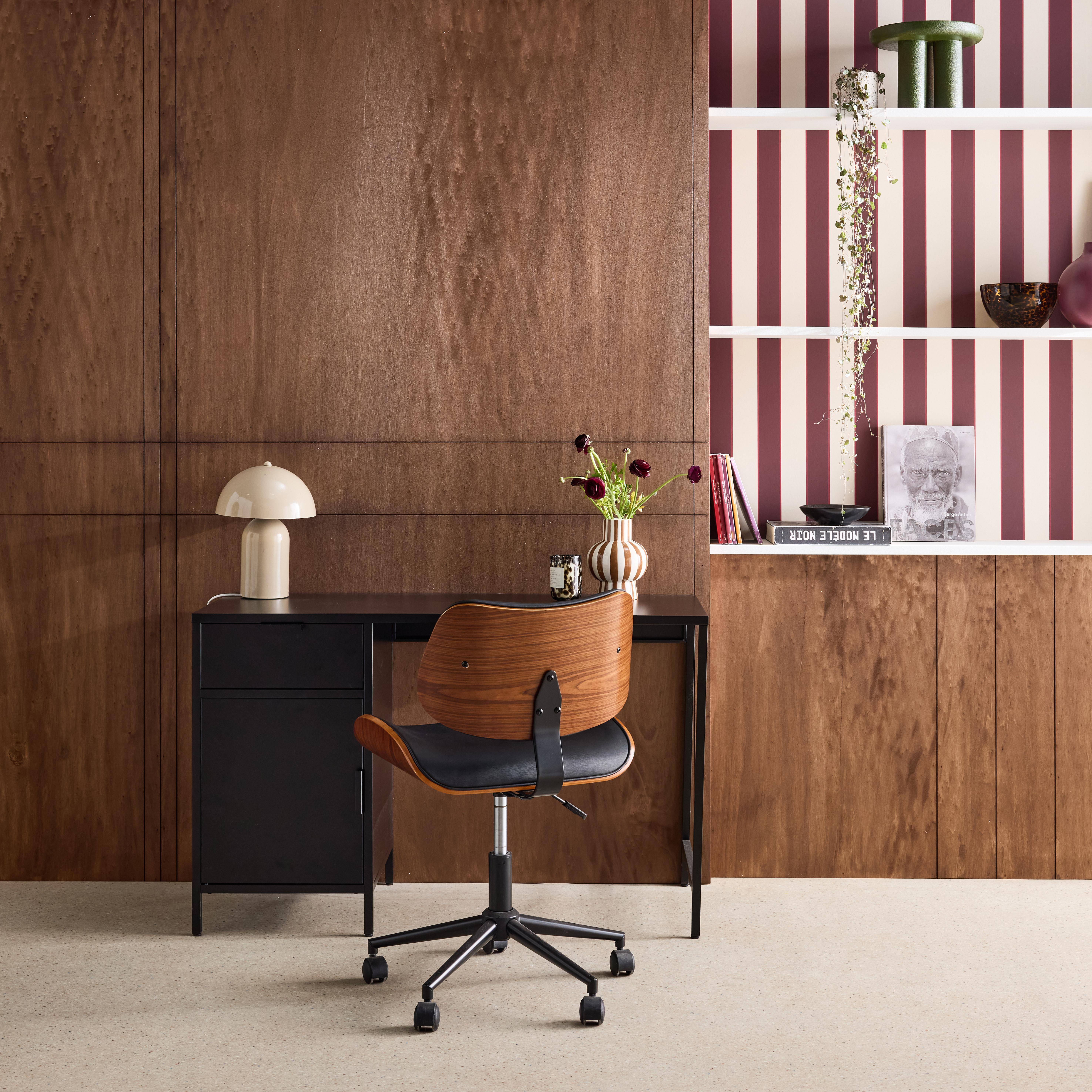 Secretaria em aço laminado, 1 gaveta Preto - 120x50x75 cm,sweeek,Photo1