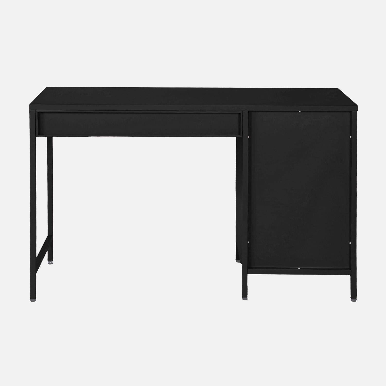 Escritorio de acero laminado, 1 cajón, Soho, Negro, 120x60x75 cm,sweeek,Photo4