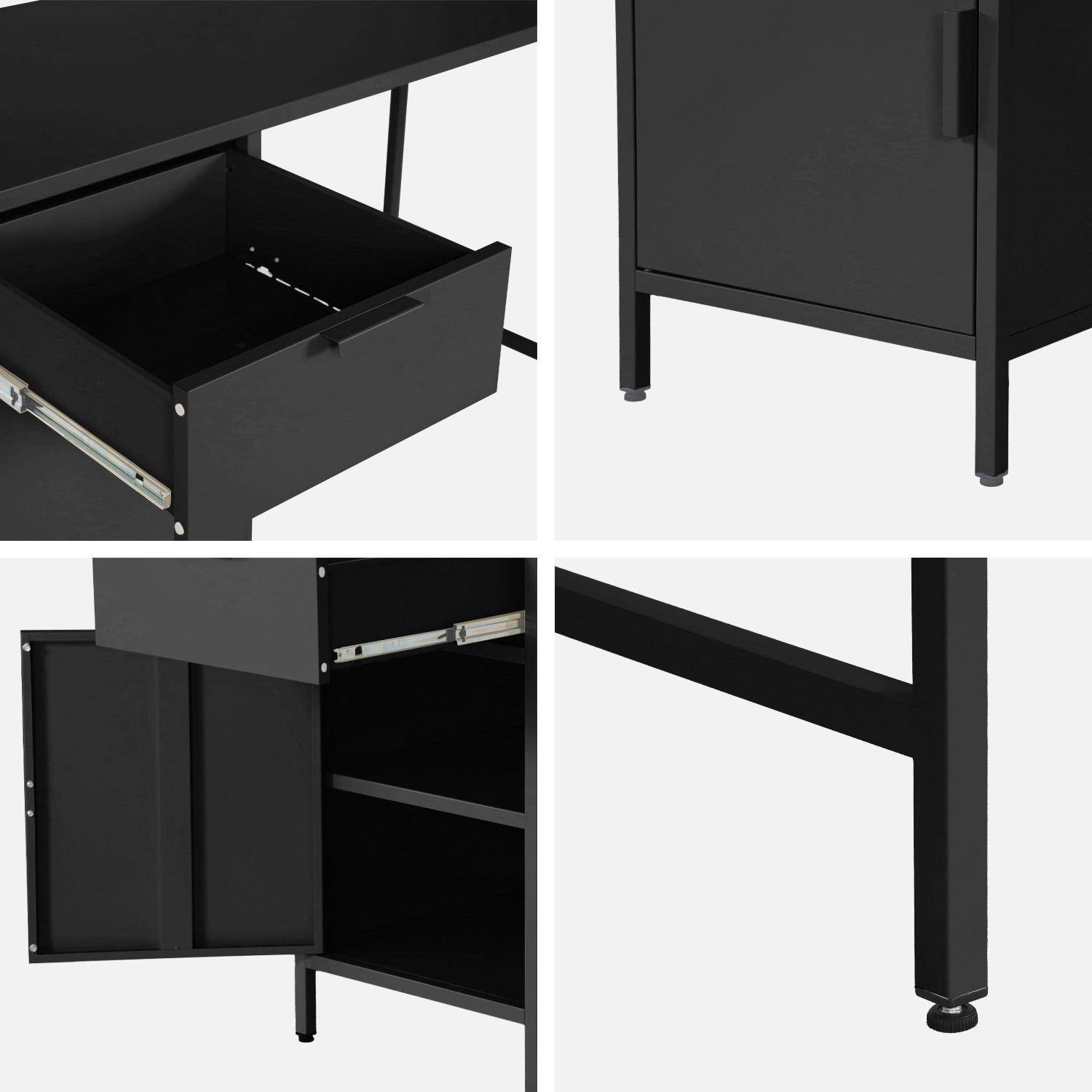 Escritorio de acero laminado, 1 cajón, Soho, Negro, 120x60x75 cm Photo5