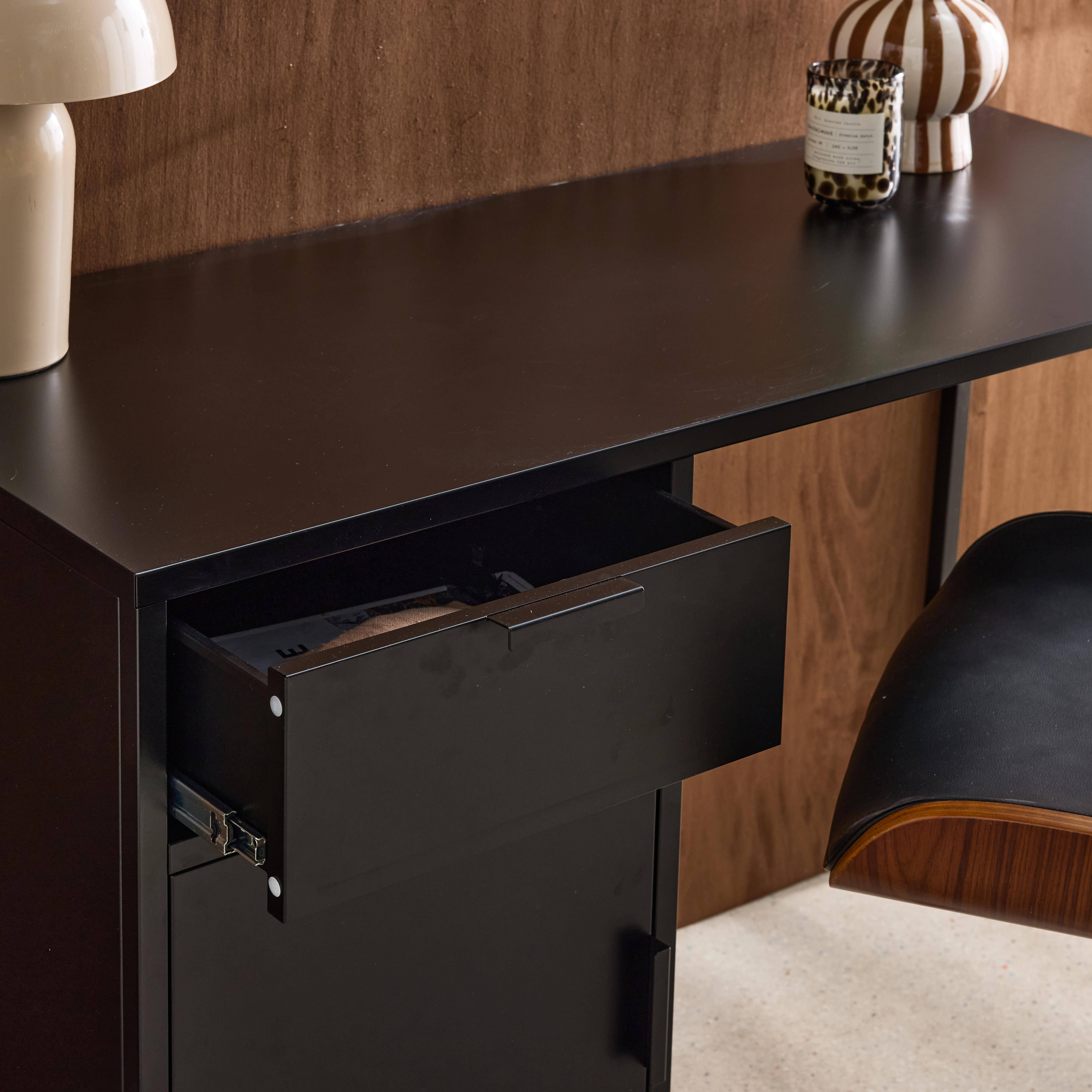 Secretaria em aço laminado, 1 gaveta Preto - 120x50x75 cm,sweeek,Photo3