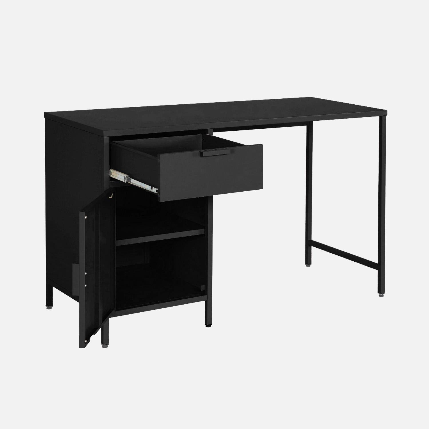 Escritorio de acero laminado, 1 cajón, Soho, Negro, 120x60x75 cm Photo3
