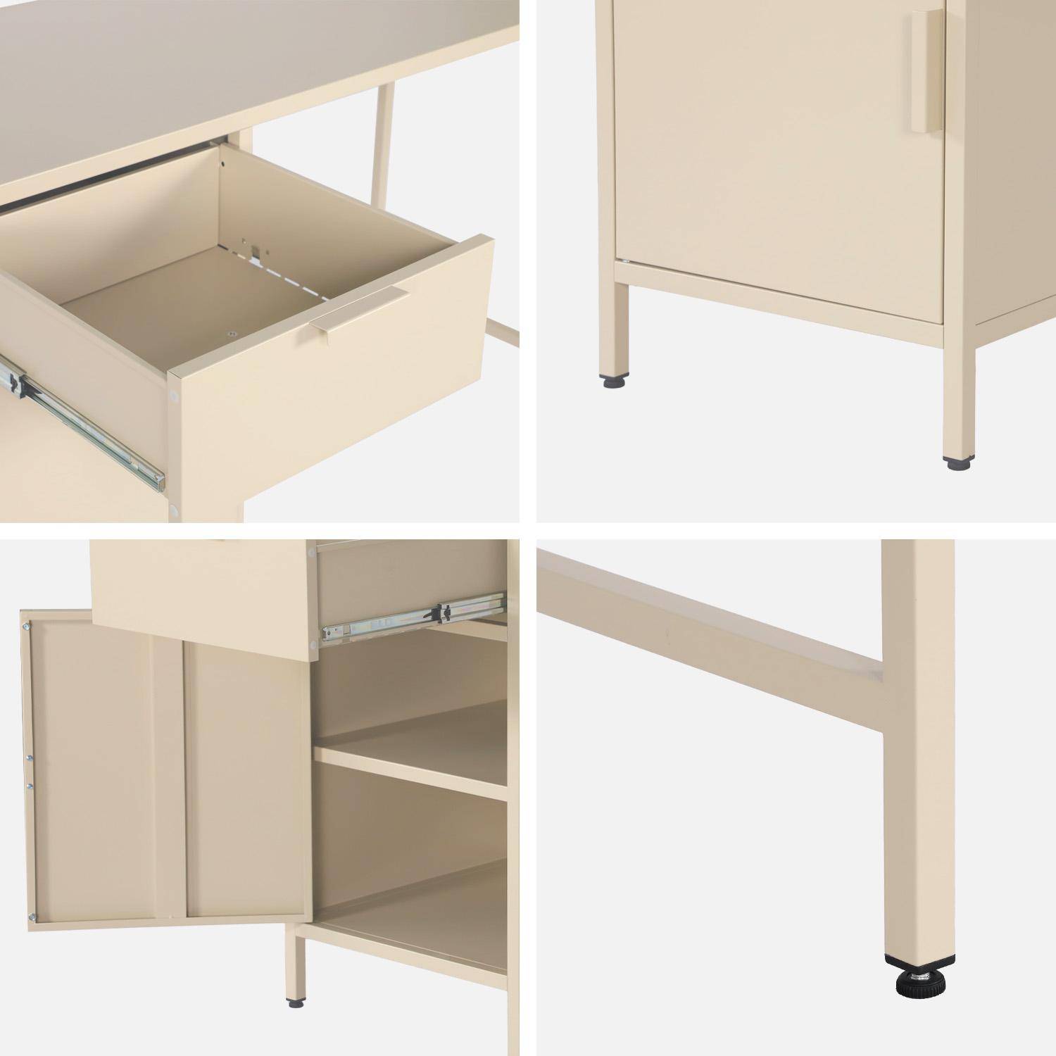 Bureau enfant acier laminé 1 tiroir, beige,  l 120 x d 60 x h 75 cm,sweeek,Photo5