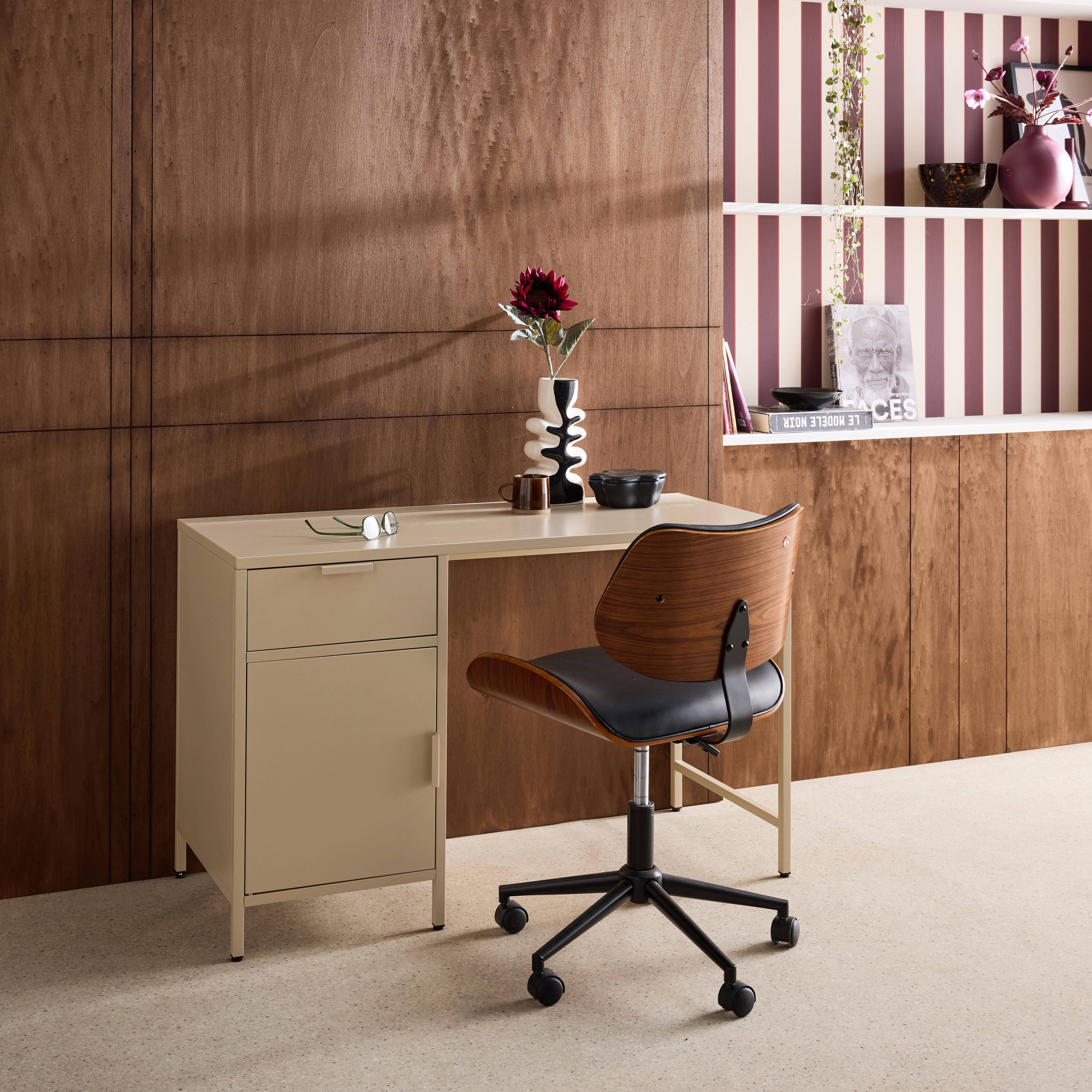 Scrivania per bambini in acciaio laminato, 1 cassetto Beige - 120x50x75 cm,sweeek,Photo2