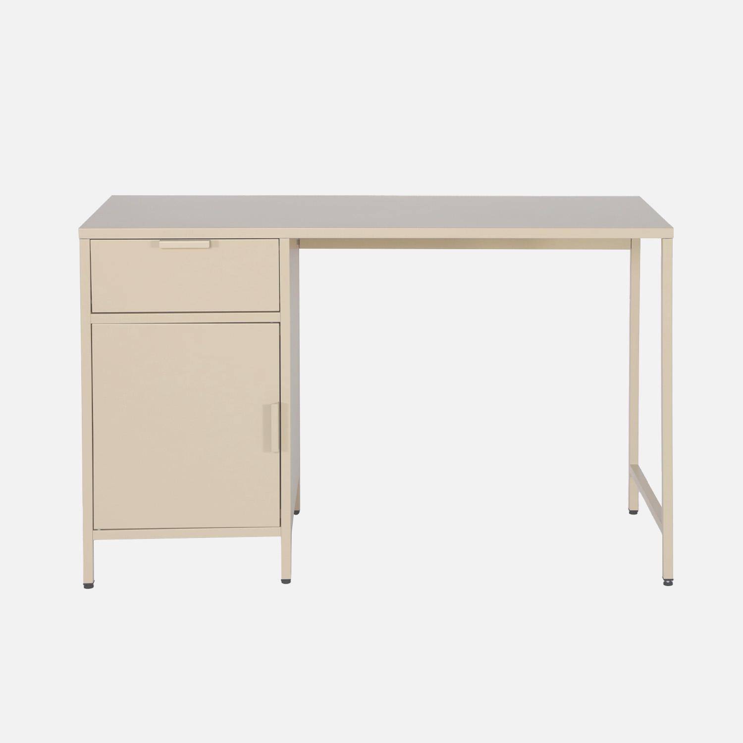 Bureau enfant acier laminé 1 tiroir, beige,  l 120 x d 60 x h 75 cm Photo2