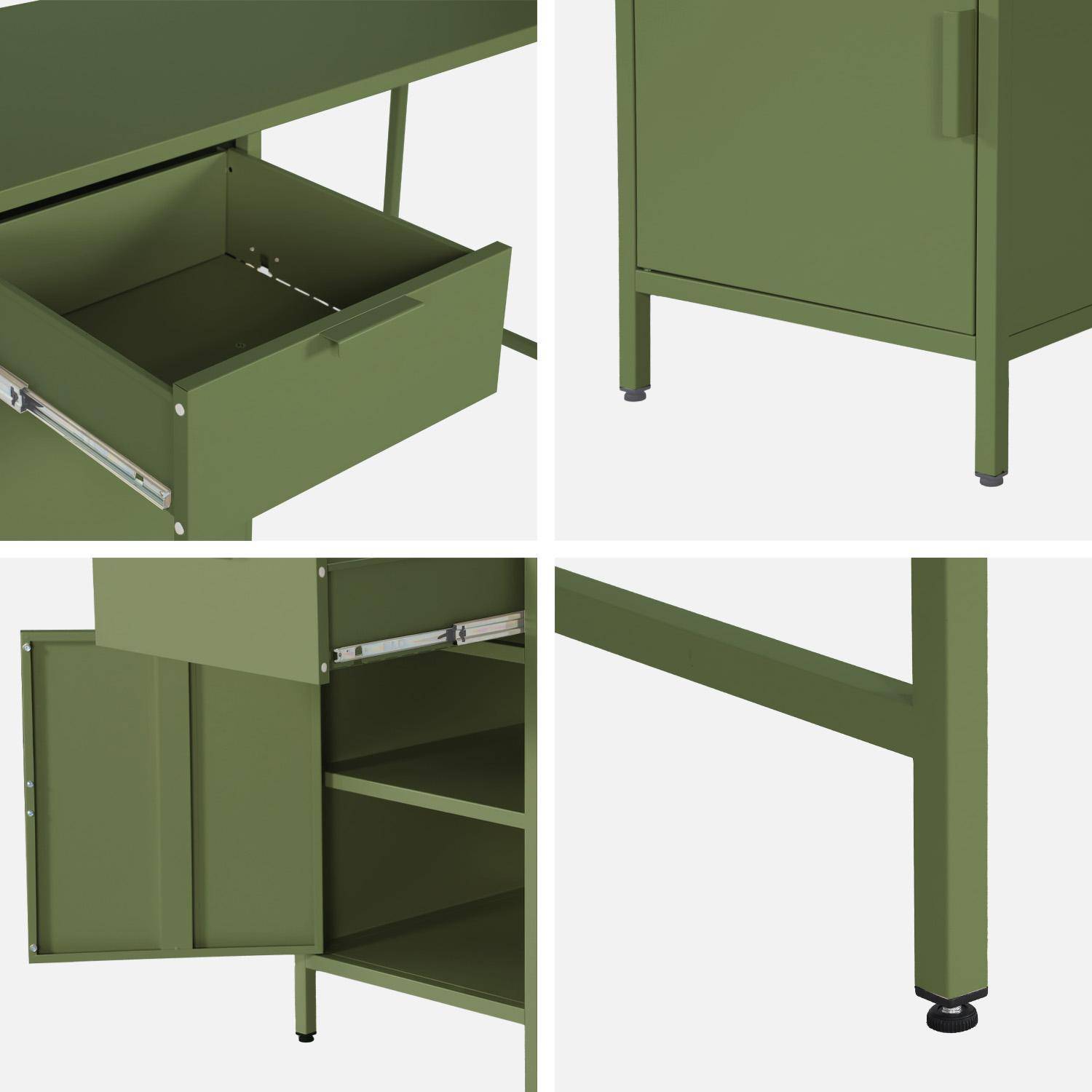 Scrivania per bambini in acciaio laminato, 1 cassetto, Soho, Verde kaki, 120x60x75 cm Photo5