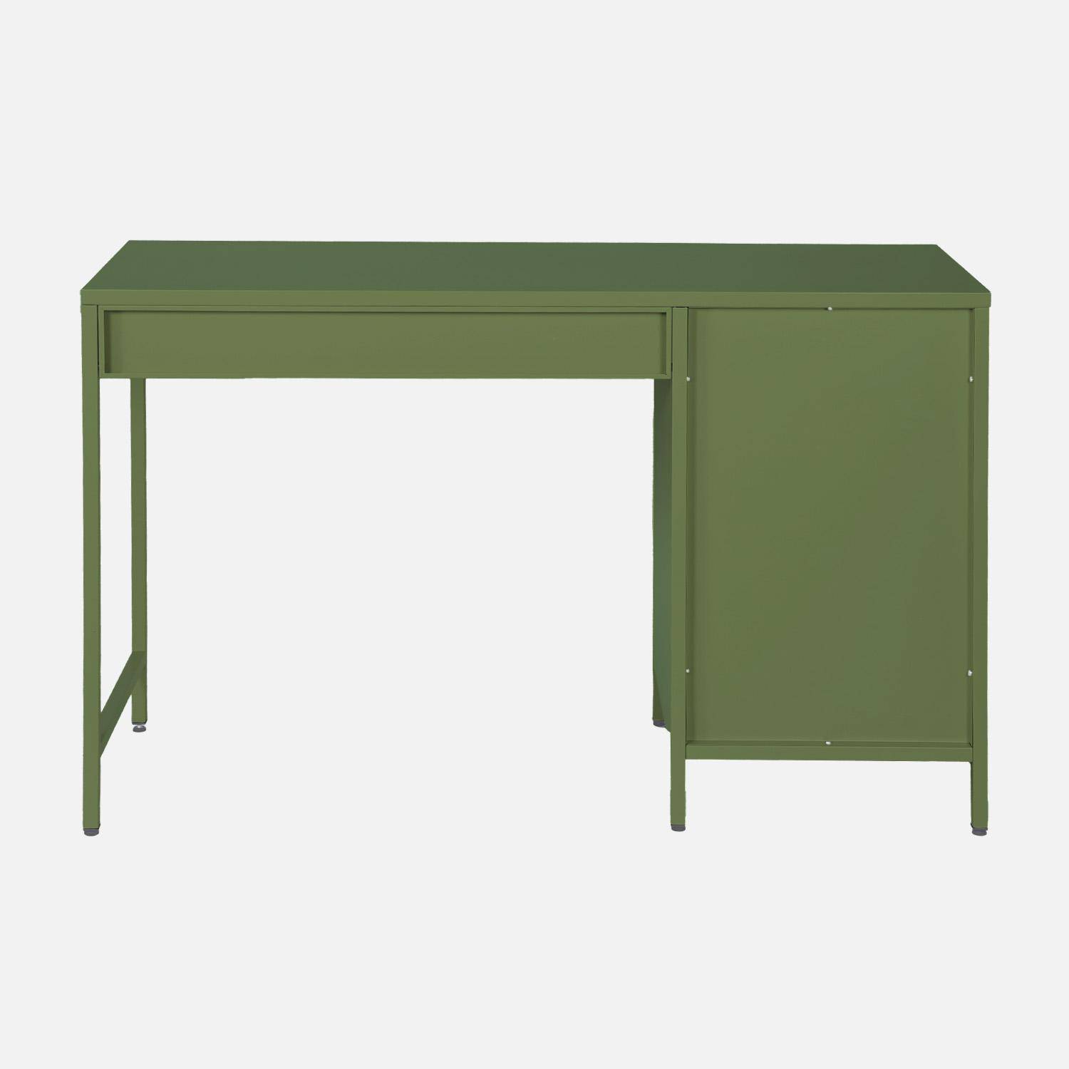 Scrivania per bambini in acciaio laminato, 1 cassetto, Soho, Verde kaki, 120x60x75 cm Photo4